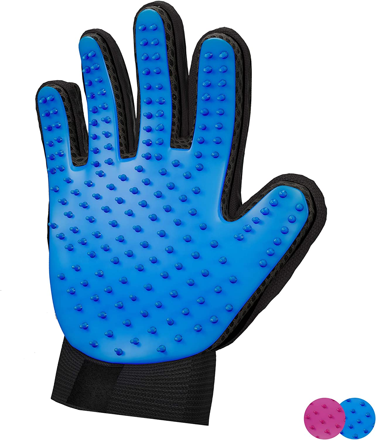 Zenify Pet Hair Remover Dog Grooming Glove Cat Brush Fur Removal Groomer Supplies for Short Haired Cats Puppy Dogs Horses Rabbits Massager Silicon Deshedding Mitt Efficient Gift (Blue 2 Pack)