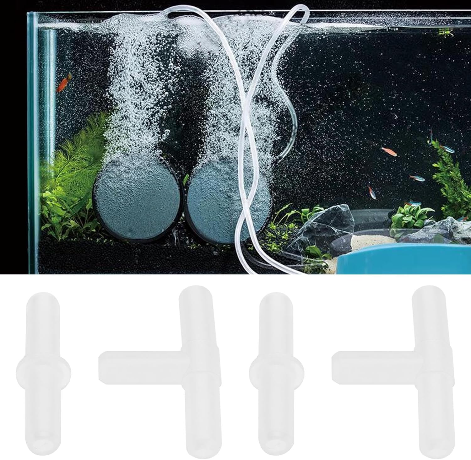 Ecsing 30PCS Aquarium Airline Connectors Air Line Tube Plastic Connector Aquarium Staight Connector I Connector T Connector for Air Line Tube 4/6Mm Pump Fish Tank Pond Plastic image number 2
