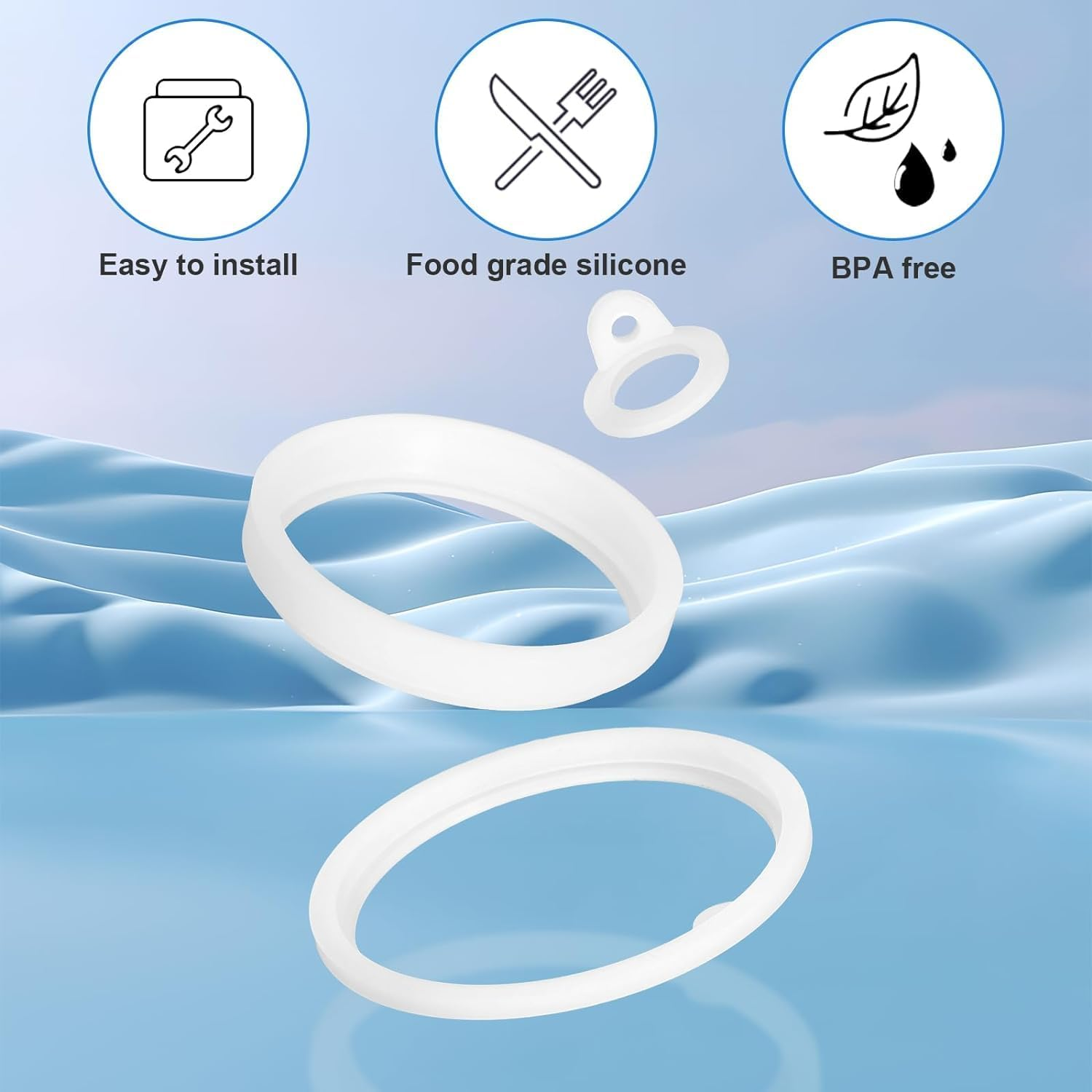 12 Gaskets Compatible with TAKEYA Water Bottle,Wady Water Bottle Gasket Replacement for Thermoflask 24Oz 32Oz 40Oz 64Oz Water Bottle Lid - 4 Each for Water Bottle Straw Lid,Chug Lid & Chug Spout Clear image number 5