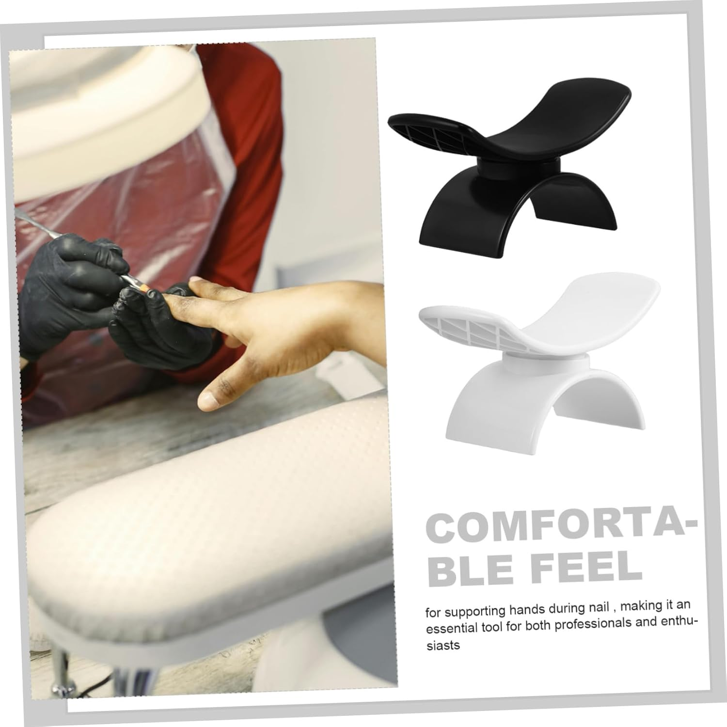 Generic 2Pcs Nail Art Hand Rest Cushion Portable U Shaped Armrest for Manicure Comfortable Lightweight Design for Nail Technicians Easy to Clean and Maintain for Sanitary Use