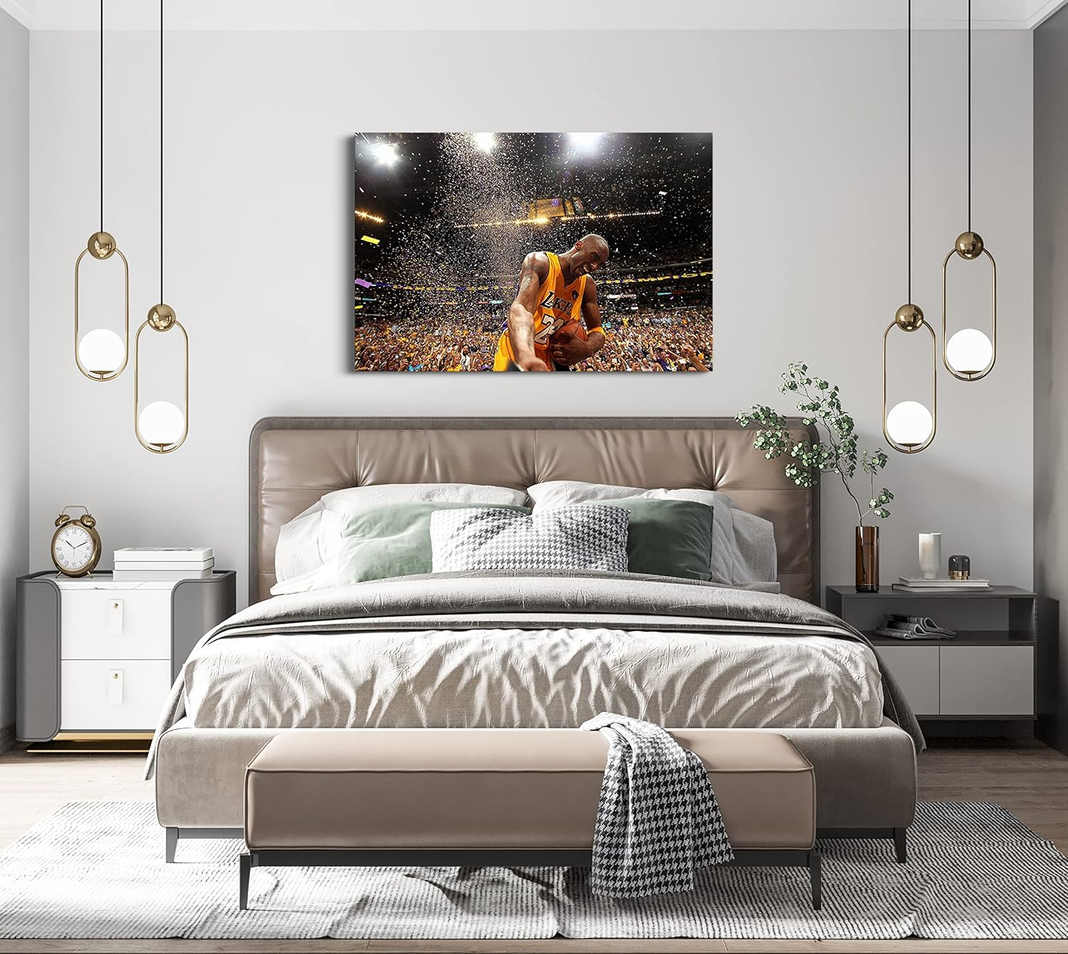 Basketball Canvas Wall Art for Kobe Bryant Poster Prints Sports Wall Decor Framed Cheering Win the Championship Picture Artworkts Photo - 12X18 Inch image number 1