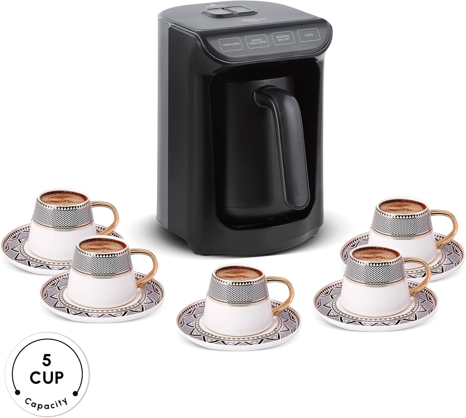 KARACA Hatır K&ouml;z Turkish Coffee Machine for 5 People, 535W, Fully Automatic, Simple and Traditional Coffee Maker, Shiny Black image number 4