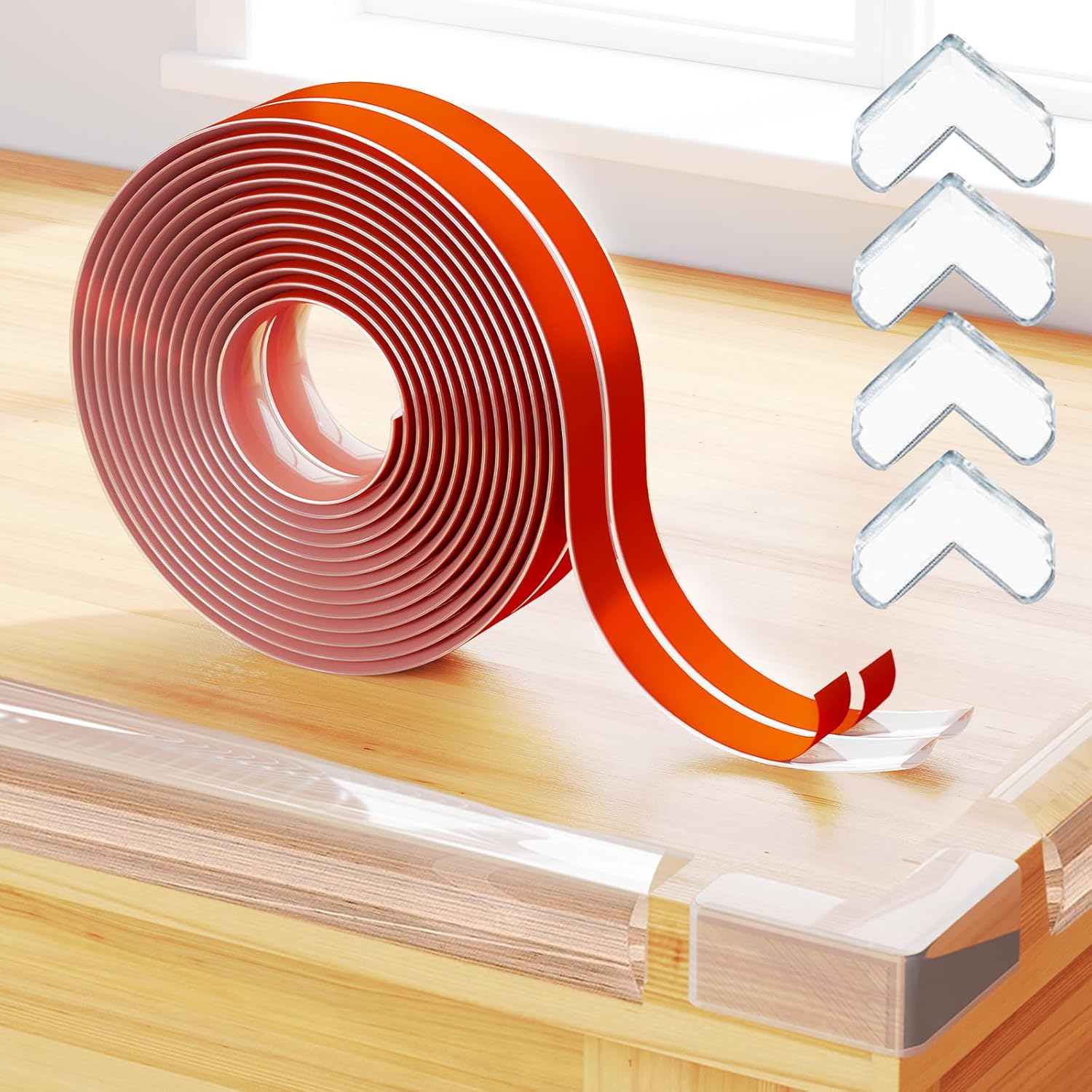 Baby Proofing,16.4Ft Clear Edge Protector Strip, Soft Corner Protectors for Baby, Baby Child Safety Tables Corner Guards with Upgraded Pre-Taped Strong Adhesive for Cabinets, Drawers, Cribs image number 3
