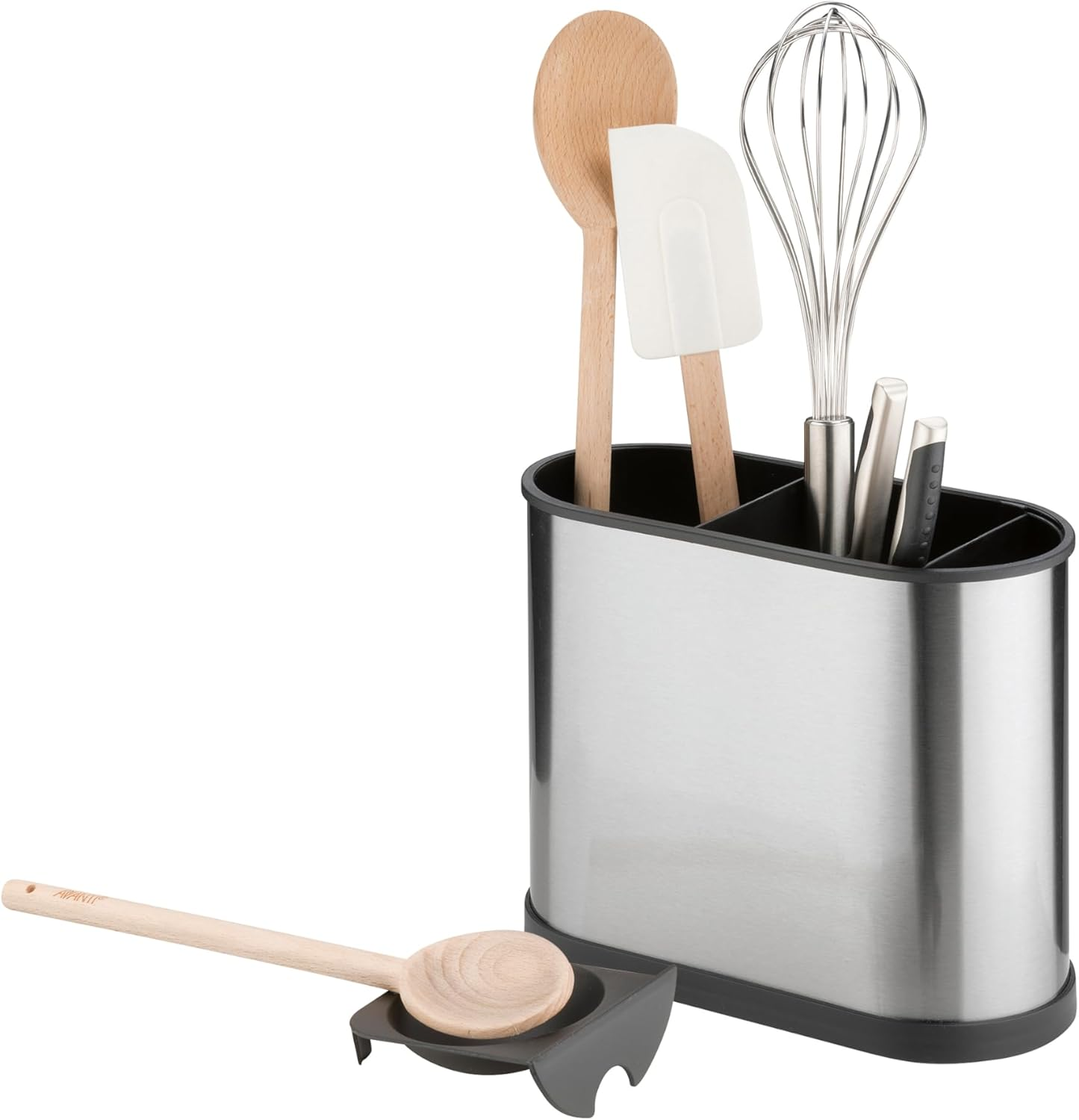 Avanti 16427 Stainless Steel Slimline Utensil Holder,Silver/Black