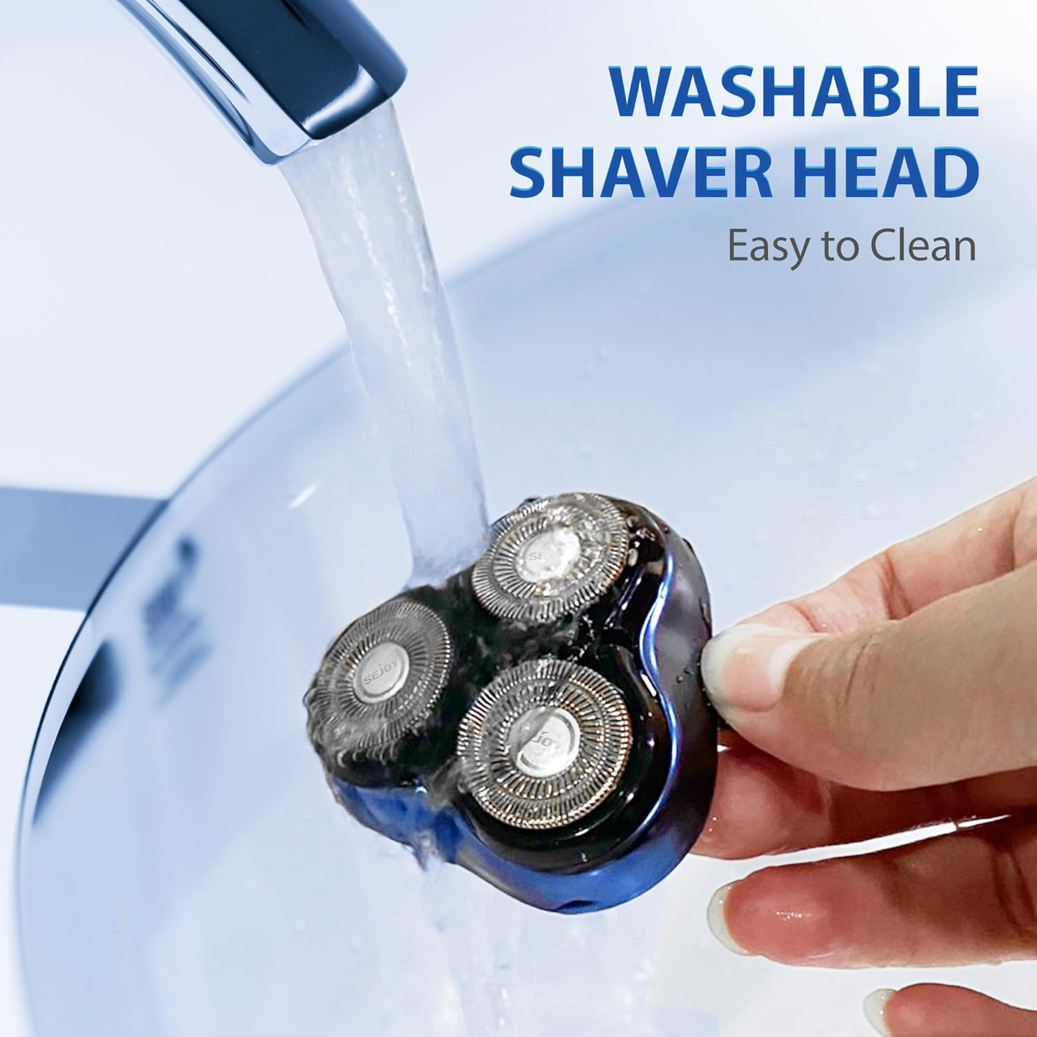 Sejoy Electric Razor for Men,Electric Shavers for Men,Face Shaver, Cordless Washable Rechargeable Shaving Machines,Pop up Trimmer for Travel Home, LED Display,Fast Charging,Azure image number 4
