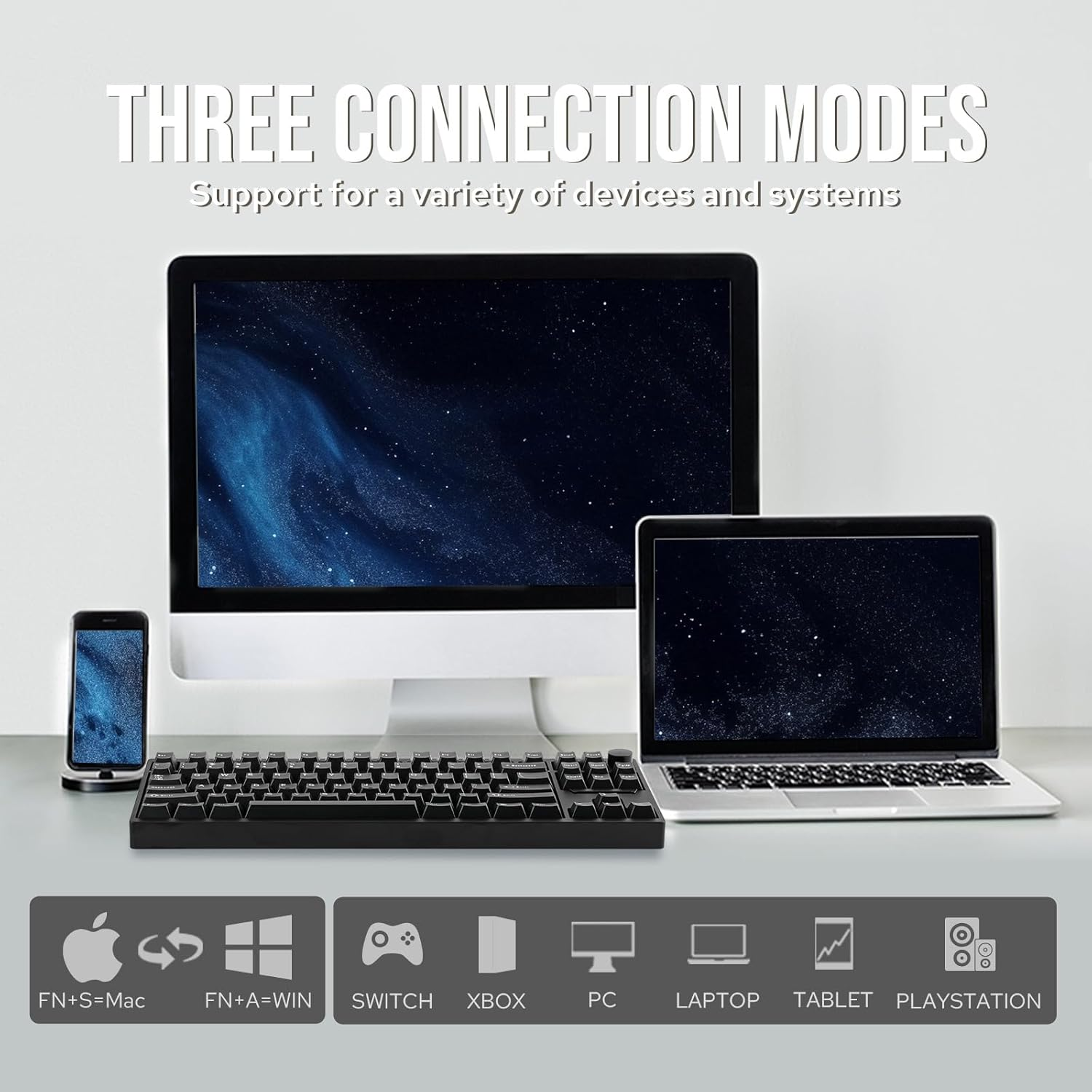 EPOMAKER P87 TKL Aluminum Wireless Gaming Keyboard, QMK/VIA Programmable Mechanical Keyboard, 87% Bluetooth/2.4Ghz/Usb-C Keyboard with CNC Metal Knob and RGB Backlight (Black, Wisteria Tactile Switch) image number 1