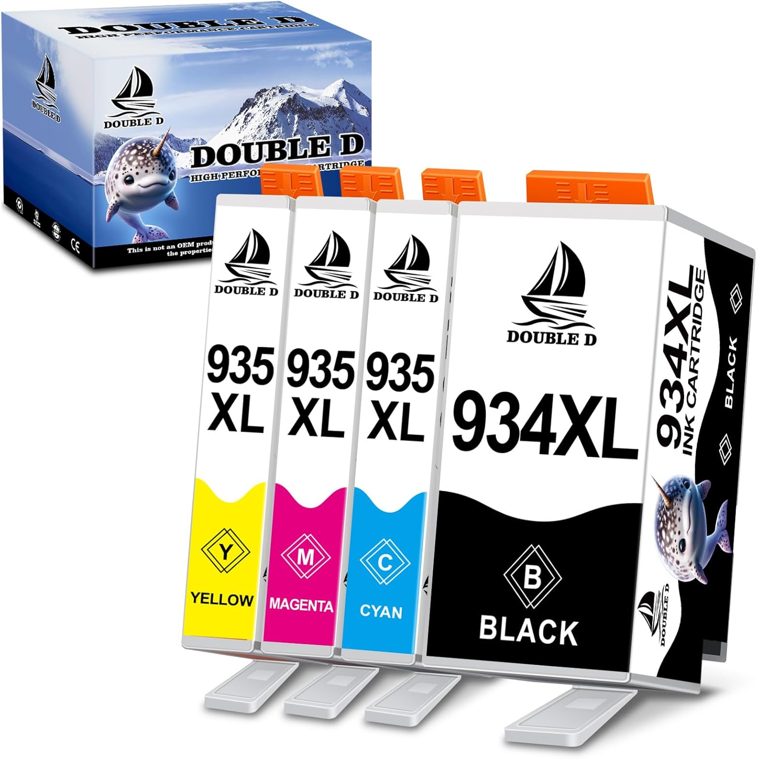 Double D (TM) 934XL 935XL Compatible Ink Cartridges, Replacement for HP 934XL 935XL Use with HP Officejet Pro 6830 6230 6835 6812 6815 6820 6220 Printers (1 Black,1 Cyan,1 Magenta,1 Yellow) 1Set image number 2