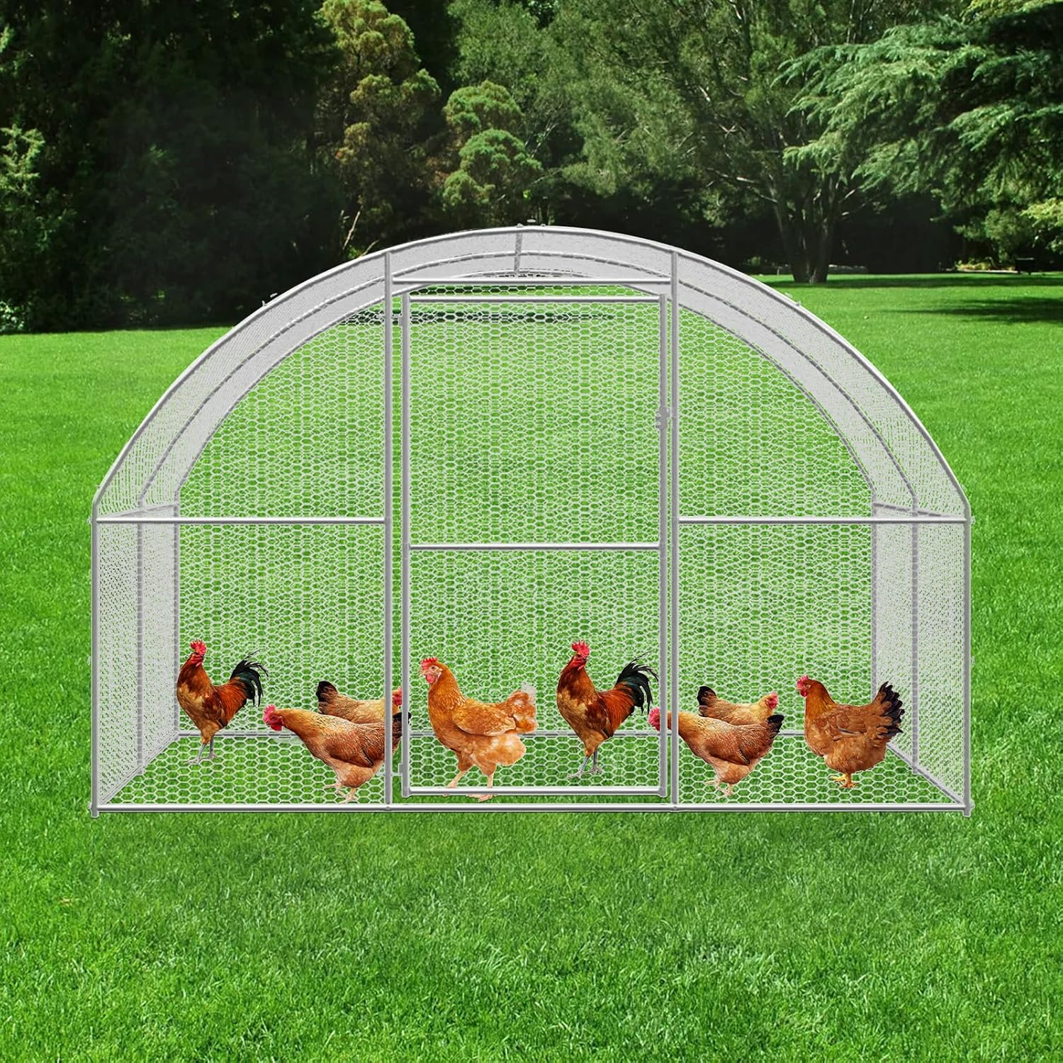 Chicken Coop Large Rabbit Hutch, 3X2X2 M Coops Pet House Run Cage Walk in Guinea Pig Ferret Bunny Hen Chook, Outdoor Metal Door Farm image number 1
