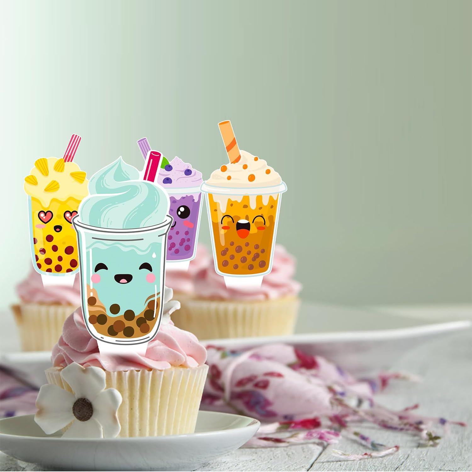Bubble Milk Tea Party Cupcake Toppers image number 5