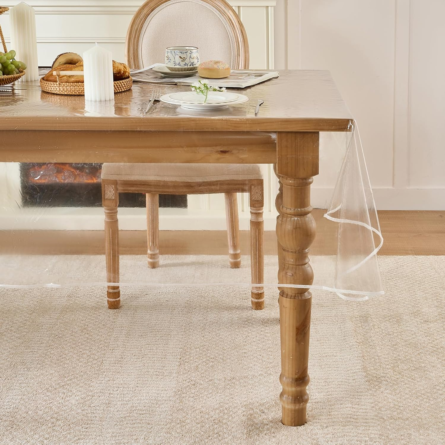 Clear Plastic Tablecloth Rectangle Vinyl PVC Table Cloth 100% Waterproof Oilproof Transparent Stain Resistant Table Cover Protector for Dinning Indoor and Outdoor Uses, 70 X 108 Inch. image number 1