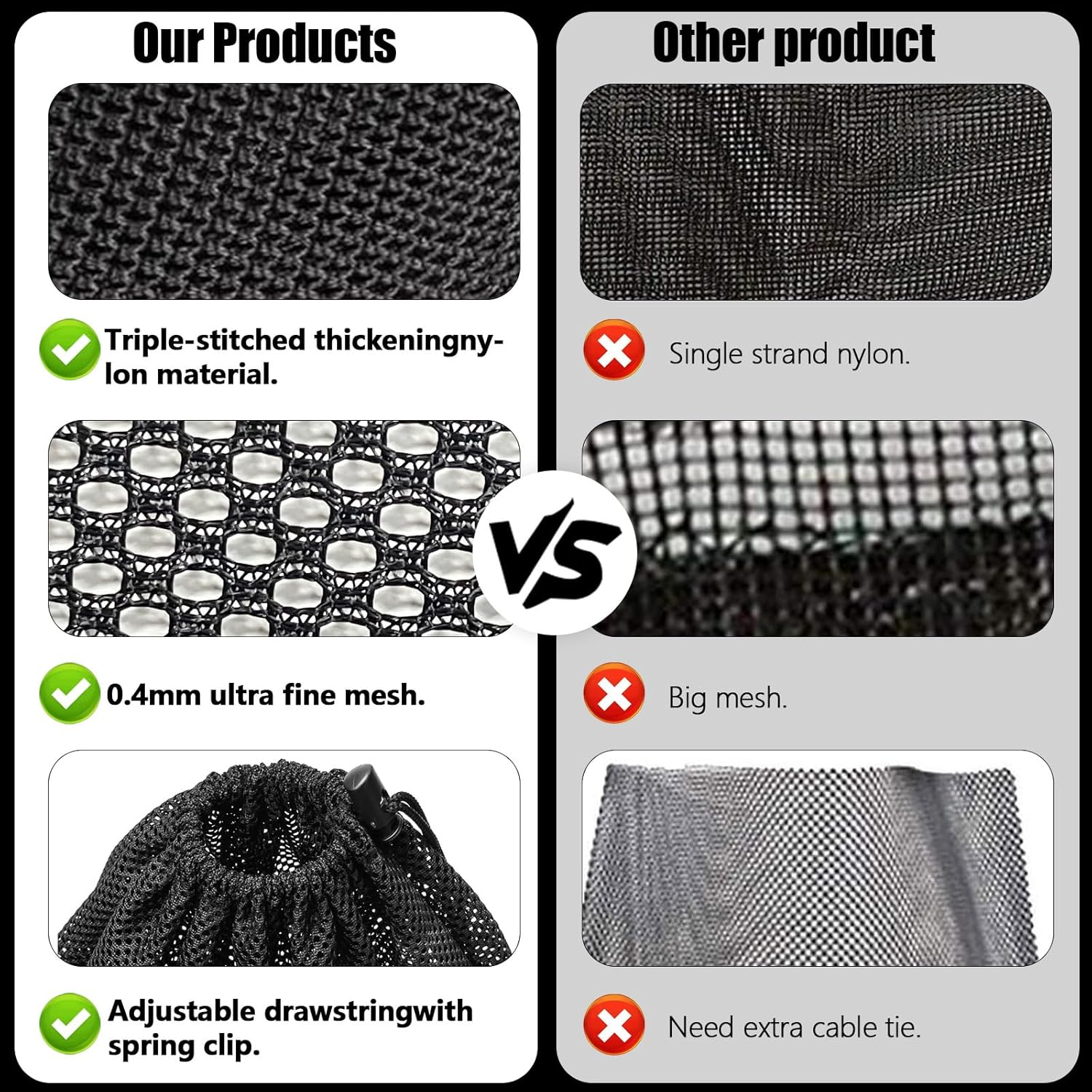 2 Pack Pump Barrier Bag, Black Filter Media Bag, Pump Mesh Bag for Outdoor Water Ponds Filters image number 6