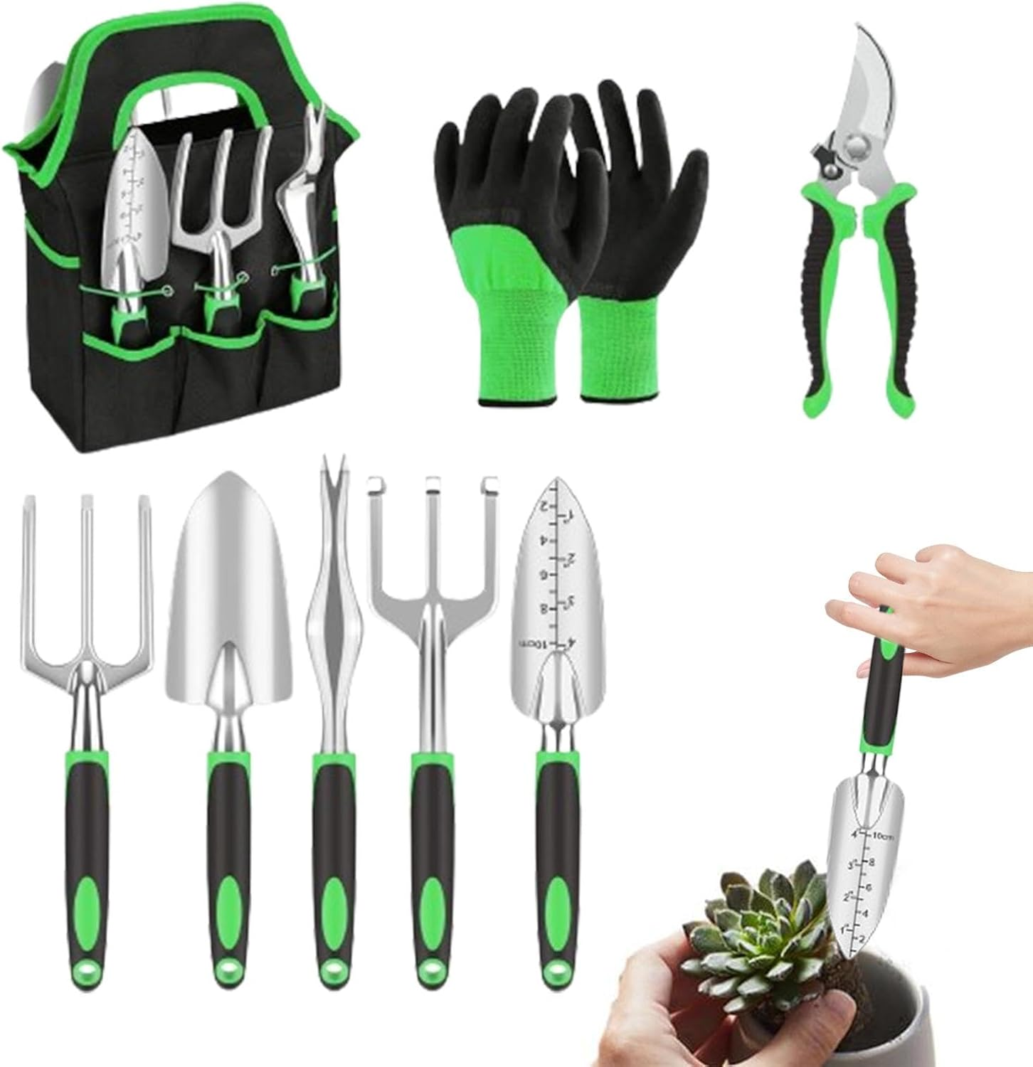 Outdoor Gardening Supplies - Metal Portable Gardening Supplies Hand Tools for Outdoor,18X Ergonomic Garden Pruning Tools with Storage Bag for Men Women Gardening Enthusiasts image number 1