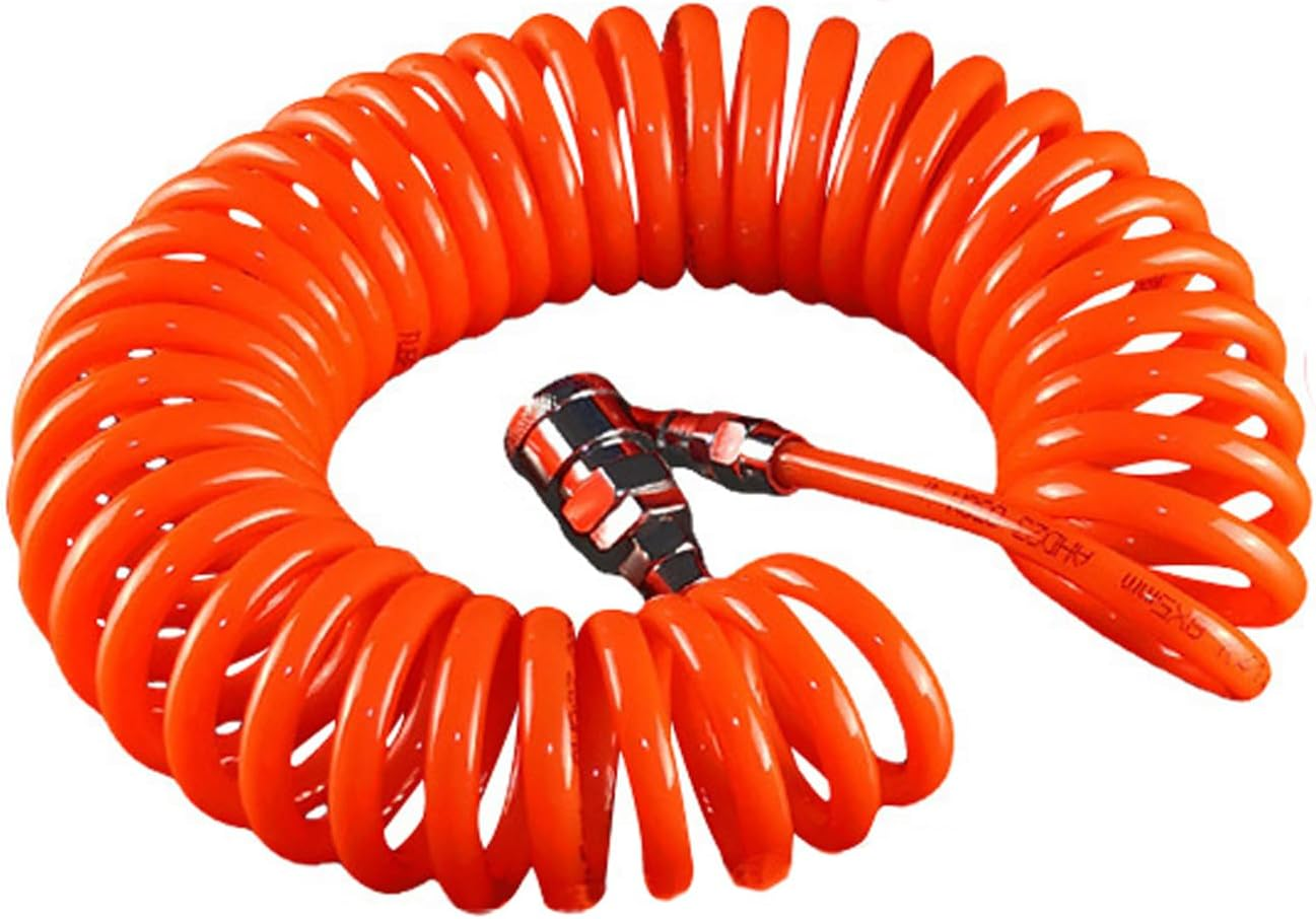 Recoil Air Compressor Hose, 6M Length, 5Mm Inner Diameter, Orange PU Coil image number 2