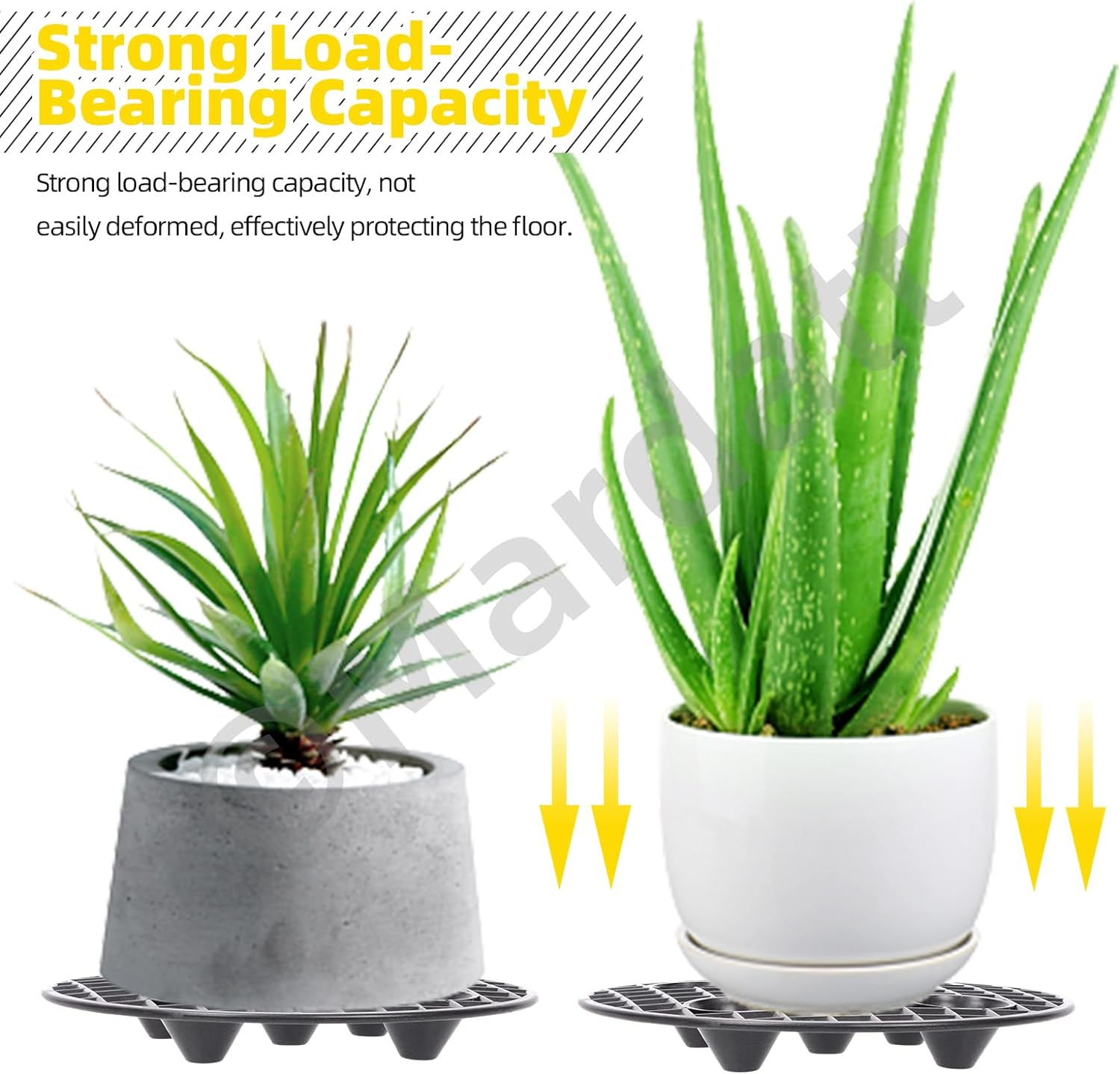 6Pcs 8" Plant Level Pot Elevator, Heavy Duty Plant Stands, Black Plant Runoff Tray Planter Holder Plastic round Planter Pots Elevator for Prevent Rot and Damage on Patio & Deck(20Cm) image number 2