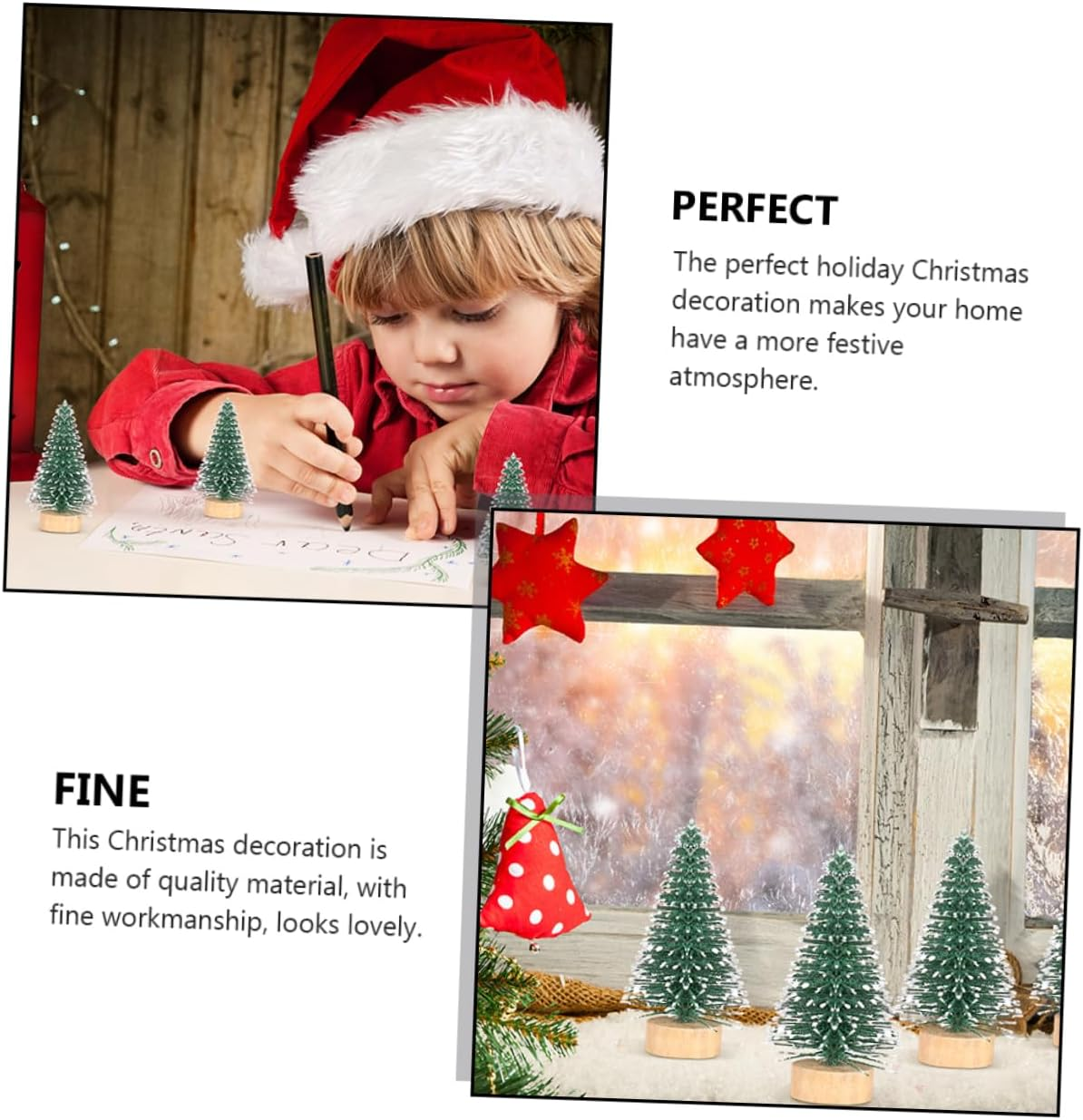 12Pcs Mini Christmas Tree Decorations Xmas Tree Adornments for Tabletop Window Display and Home Decor image number 6