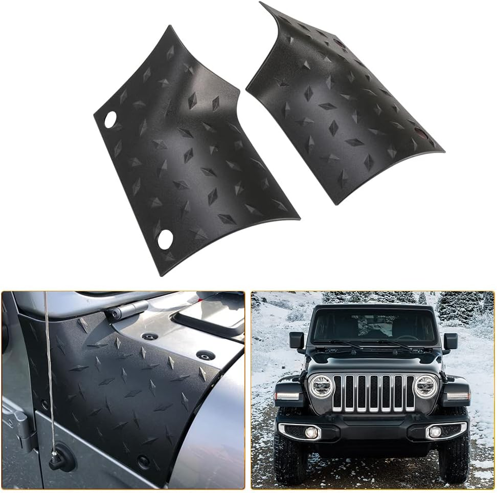 KIWI MASTER Cowl Body Armor Outer Cowl Covers JL Corner Guards for 2018 2019 Jeep Wrangler JL Gladiator Sahara Sport Rubicon, JL Exterior Accessories Parts, Black image number 4