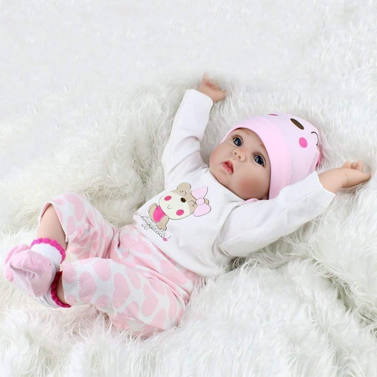 ZIYIUI Lifelike Reborn Baby Dolls 22 Inch 55Cm Soft Silicone Vinyl Weighted Cloth Body Realistic Reborn Dolls Toddler Girls image number 2