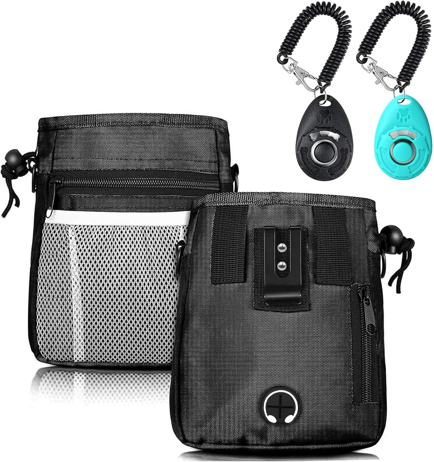 Dog Treat Pouch - 3 Ways to Wear Treat Pouches for Pet Training and 2 Pieces Clicker Taining for Dogs, Dog Training Treat Pouch Bag and Dog Clicker for Training with Waist Belt Shoulder Strap image number 2