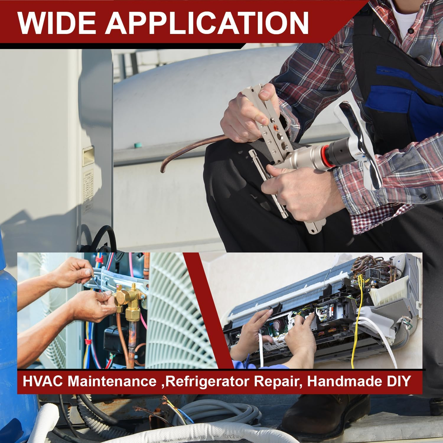 Wostore Manual & Electric Eccentric Flaring Tool - 9 Dies for Eccentric Flares on 6Mm,1/4",9Mm,3/8",10Mm,12Mm,1/2",5/8"(16Mm)&3/4"(19Mm) Copper Pipes - Ideal for Refrigeration HVAC Plumping Work&hellip; image number 5