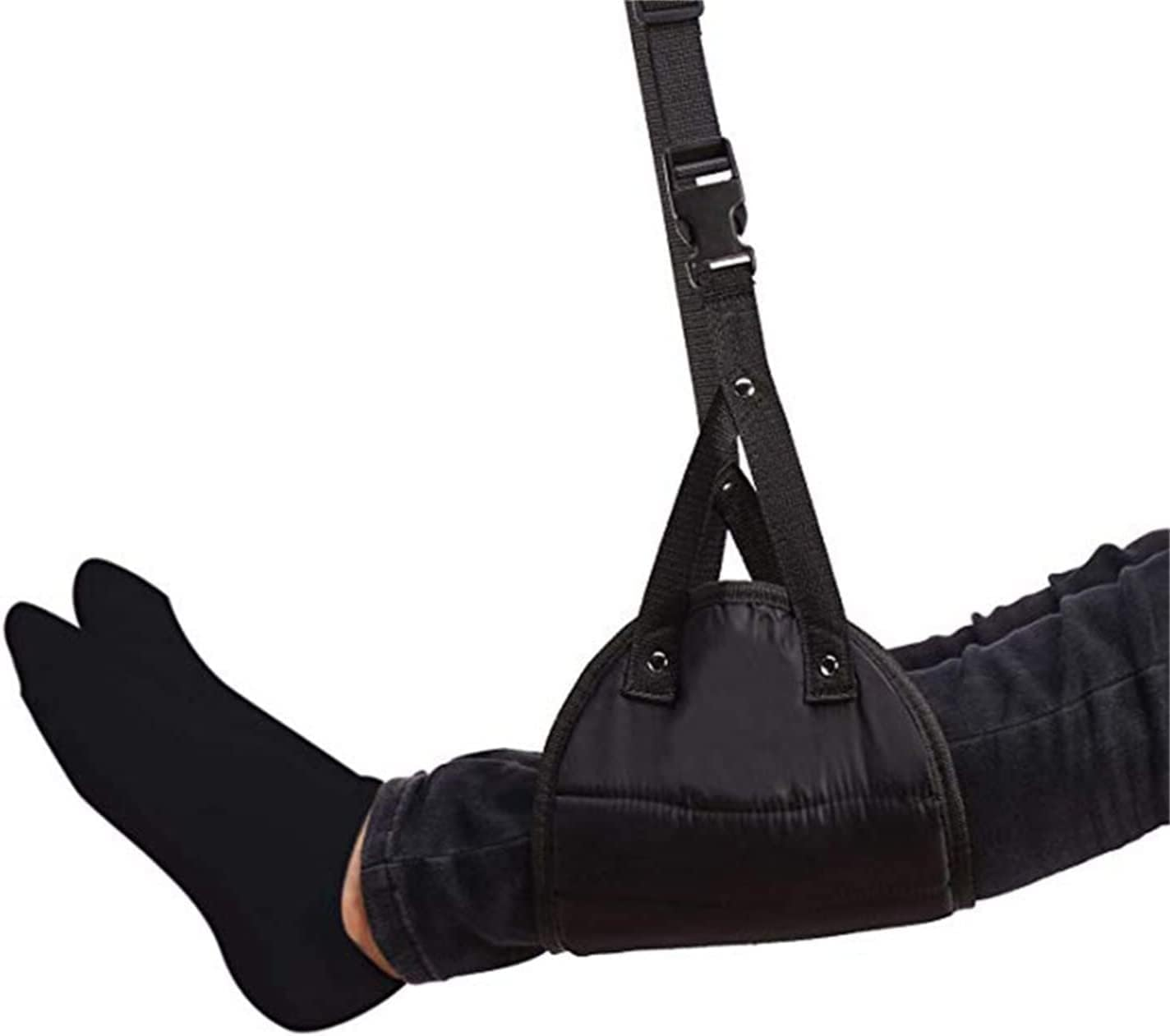 Foot Rest, Portable Travel Footrest Flight Carry-On Foot Rest Adjustable Height Foot Rest Travel Accessories Footrests Hammock, Black. image number 6
