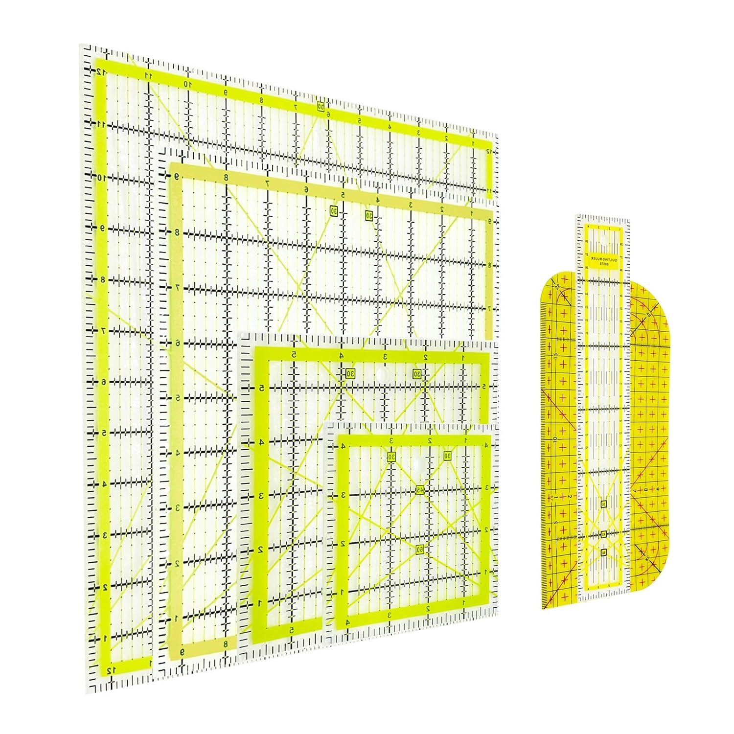 6-Piece Acrylic Quilting Ruler Set for Fabric Cutting and Craft Templates, Double-Sided image number 4