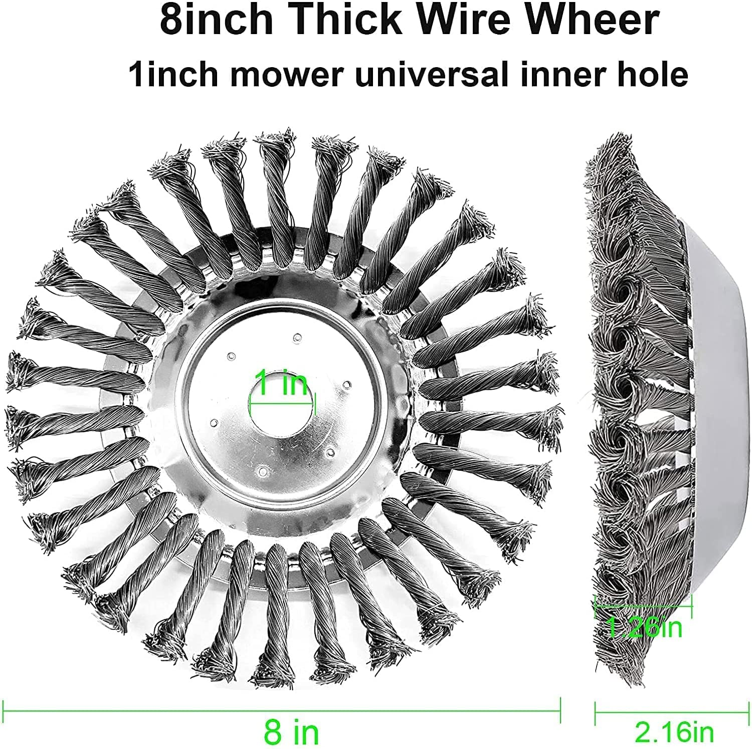 8 Inch Wire Brush Steel Weeding Tray Trimmer Head with Weeder Blade Adapter Kit for Lawnmower Brush Cutter Used for Fine Wire Trimmer Weeder Head Rust Removal image number 1
