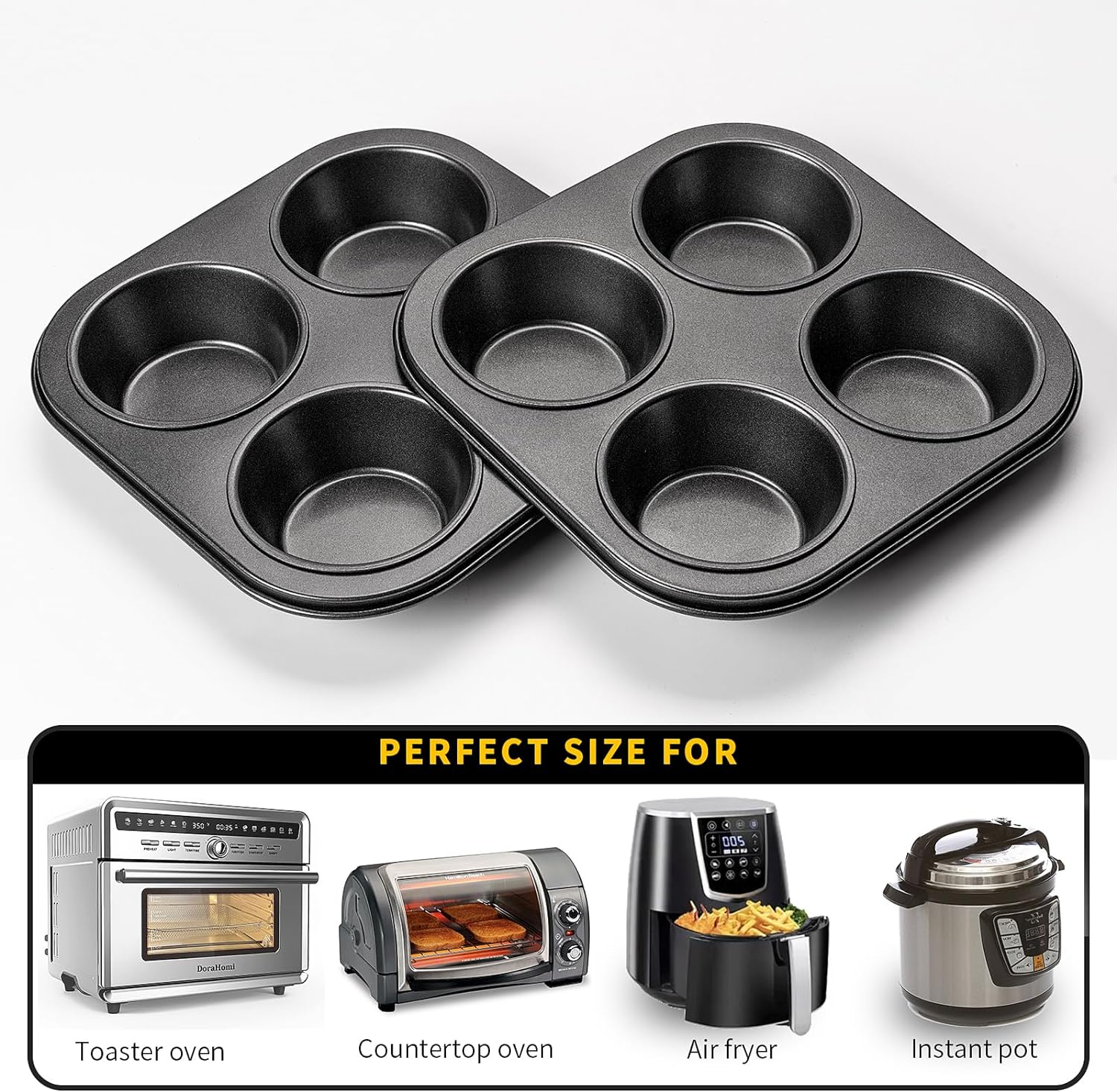 Air Fryer Muffin Pan, 2 Pack Cupcake Molds for Air Fryer and Toaster Oven, Nonstick Baking Pan for Countertop and Small Oven image number 3