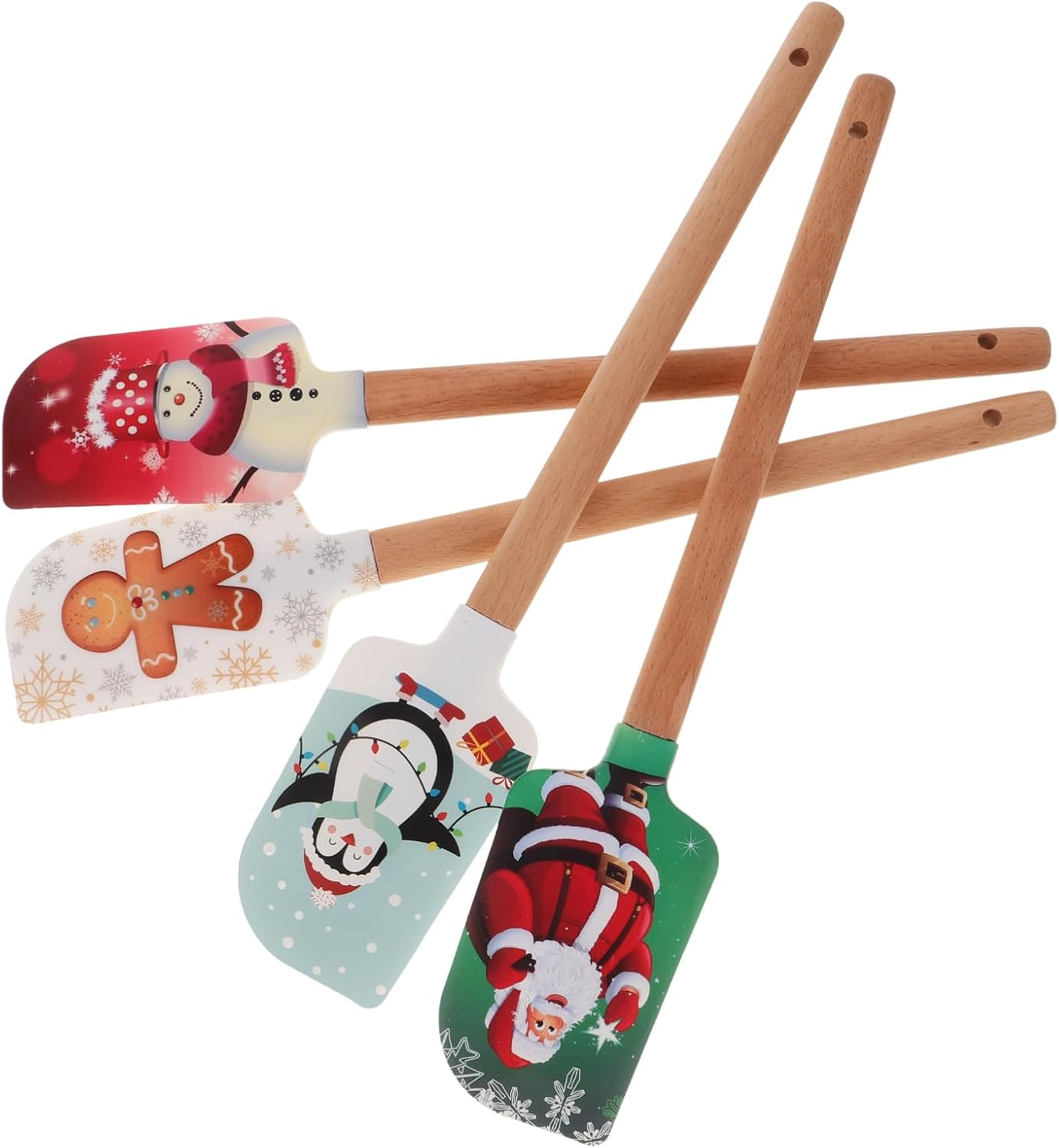 Veemoon 4Pcs Christmas Silicone Spatula Baking Utensils for Cake Decorating and Jar Scraping image number 2