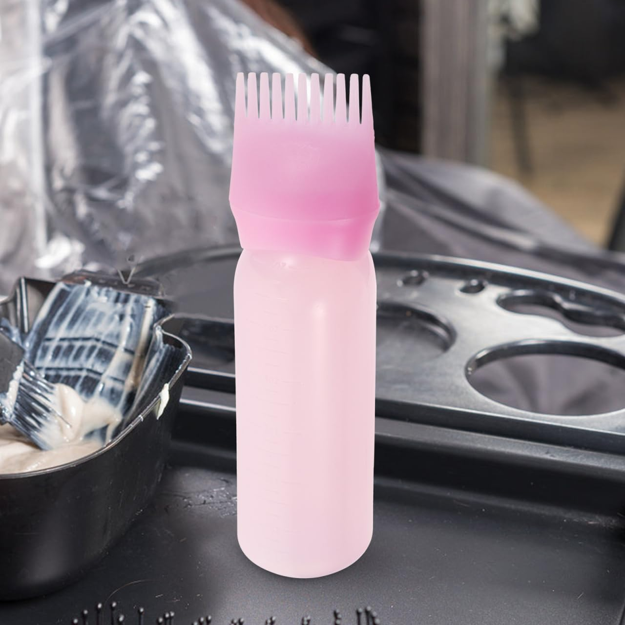 3Pcs Root Comb Applicator Bottle - Hair Oiling Dyeing Bottle with Brush Hair Color Comb Applicator for Salon Baber Shop Spa Home Hairstyling image number 5