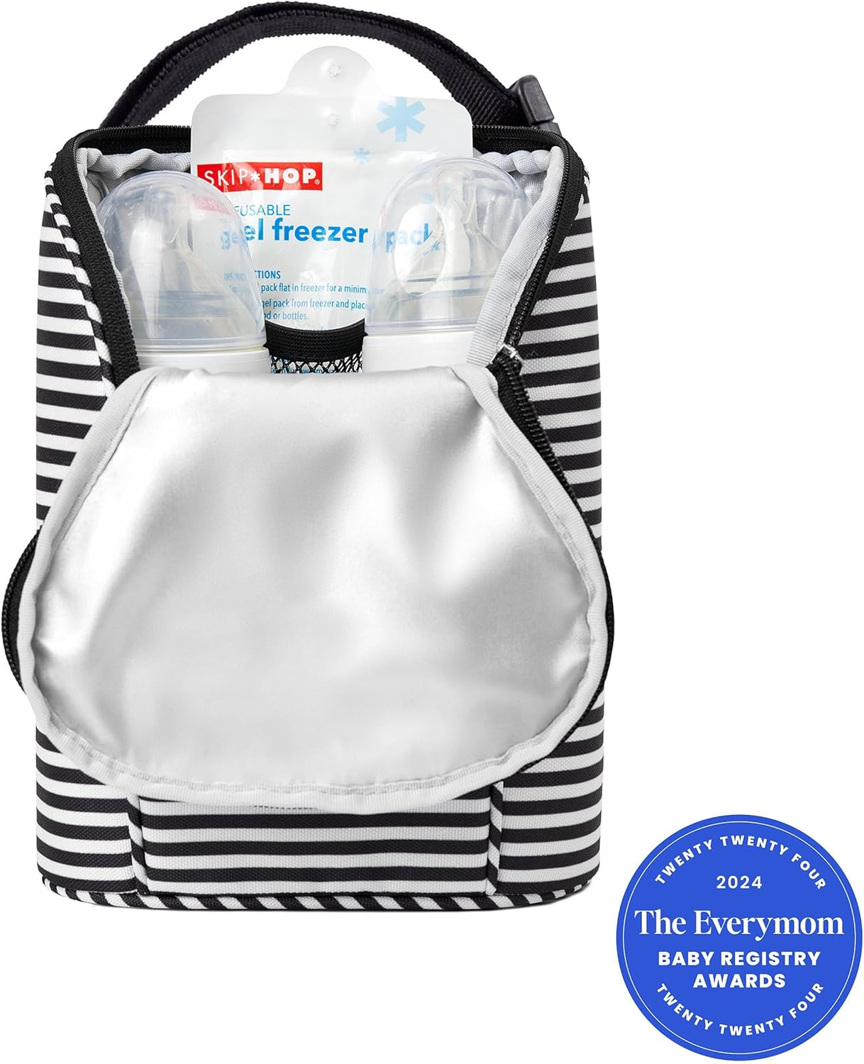 Skip Hop Baby Bottle Bag, Grab & Go, Black/White Stripe