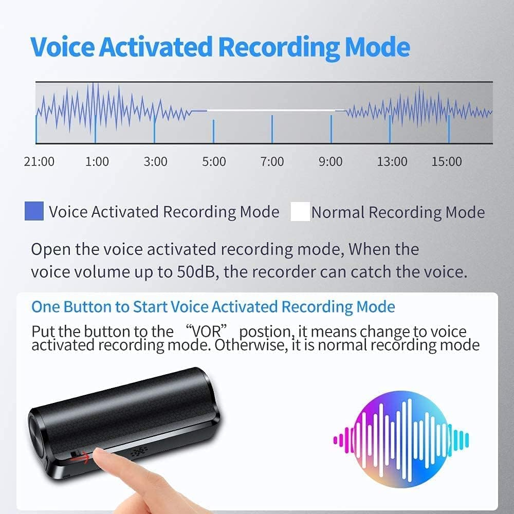 32GB Digital Voice Recorder, Magnetic Mini Voice Activated Recorder, 25 Days Long Battery Life, Suitable for HD Recording Meetings Interviews Classes Lectures image number 3