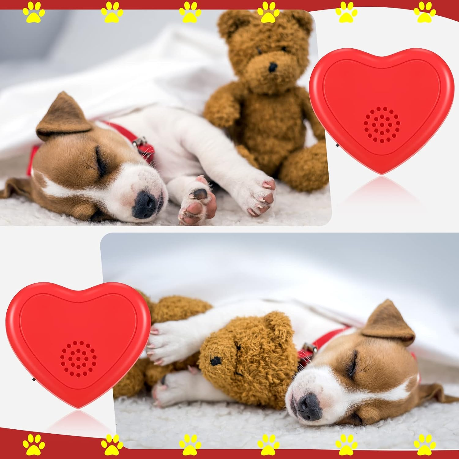 Wettarn 2 Pcs Heartbeat Puppy Toy Dog Anxiety Relief Red Heartbeat Simulator Replacement Soother for Pet Behavioral Training Sleep Aid Calming Toys Cat Kitten Dog Add to Blankets Pillows Beds image number 4