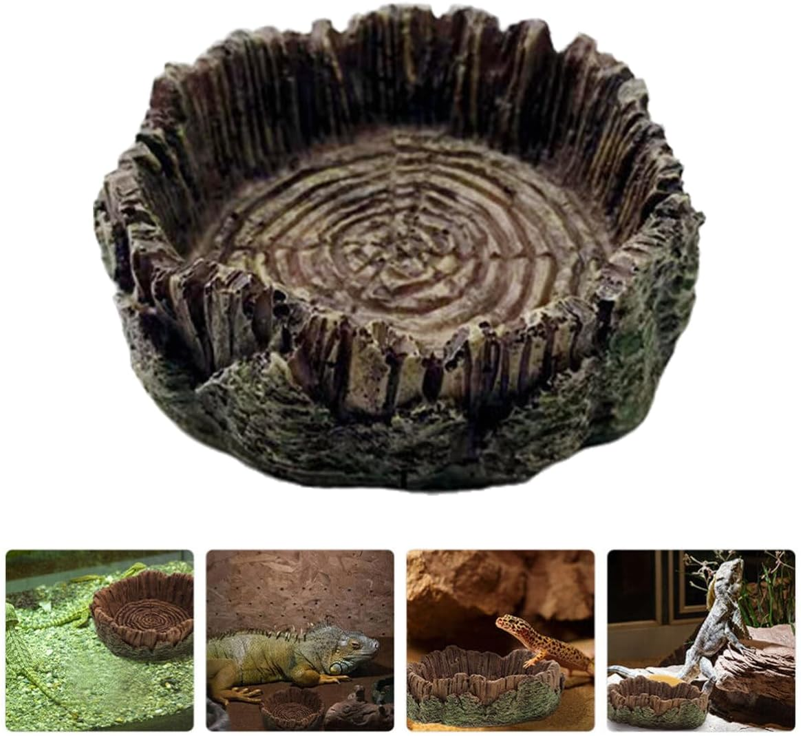 AIMALL Drinking Basin for Reptiles - Resin Turtle Dish for Turtles, Lizards, Snakes, and Other Pets, Functional Feeder and Decoration image number 6