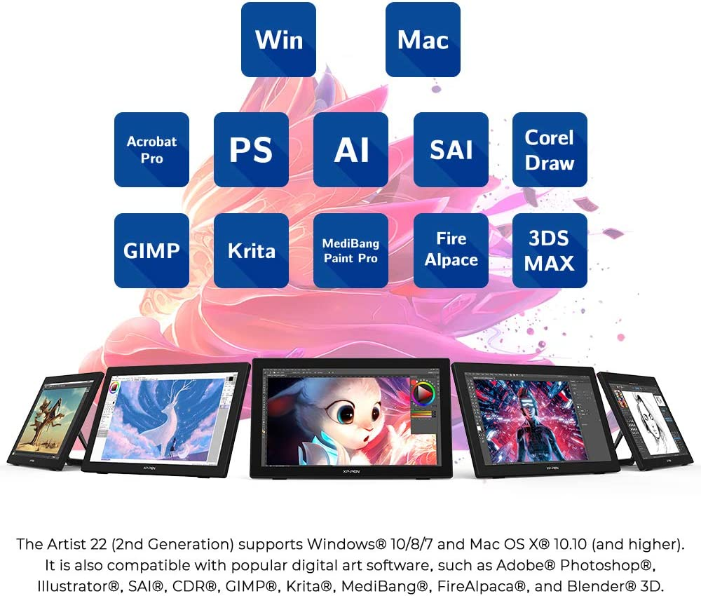 XP-PEN Artist 22 (2Nd Generation) Drawing Monitor Digital Drawing Tablet with Screen 21.5 Inch Graphics Display image number 4