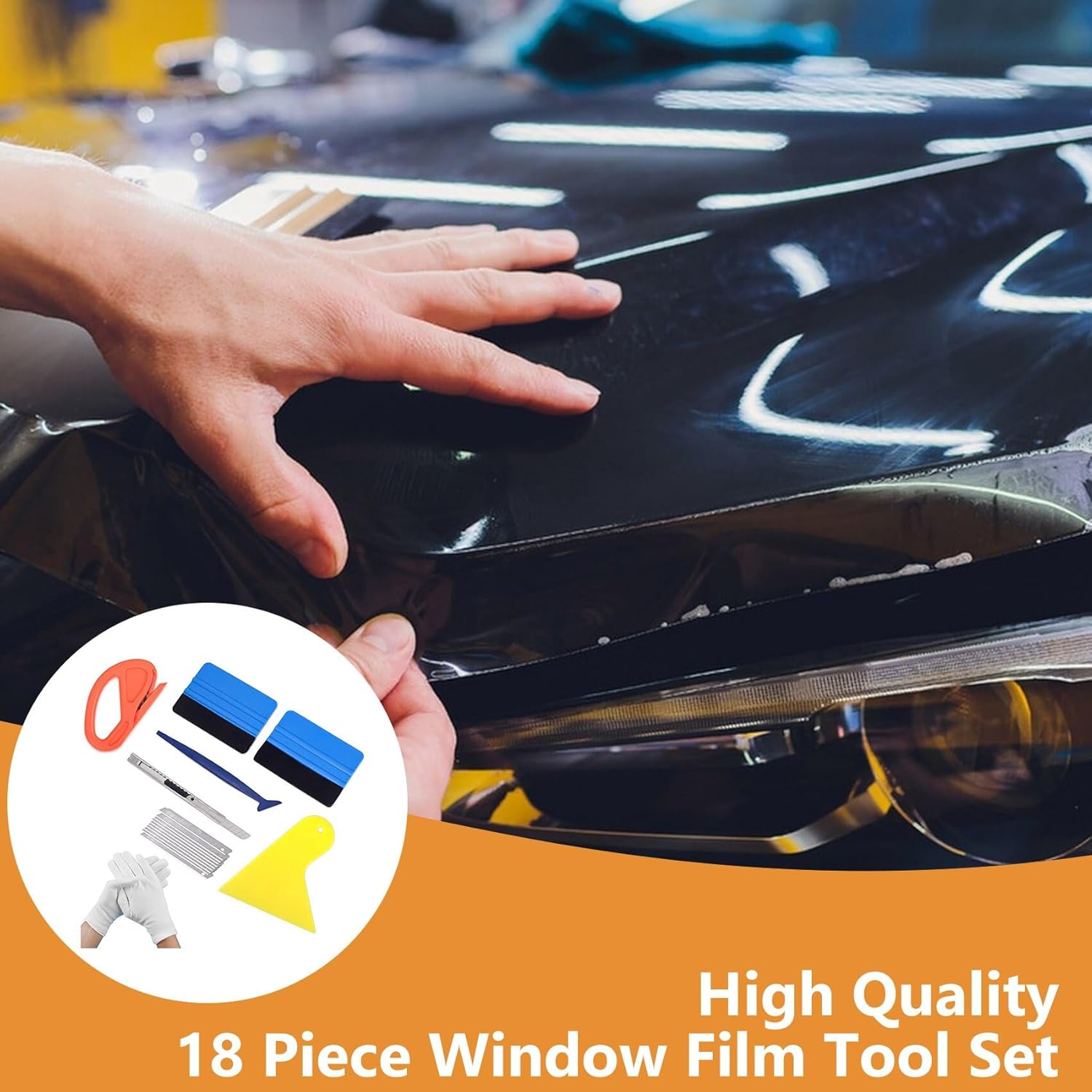 15 Pieces of Automotive Vinyl Packaging Kit, Including Extendable 9Mm Art Knives and Blades, 4-Inch Felt Scraper, Automotive Vinyl Wrapped Window Film Kit, Suitable for All Types of Window Films