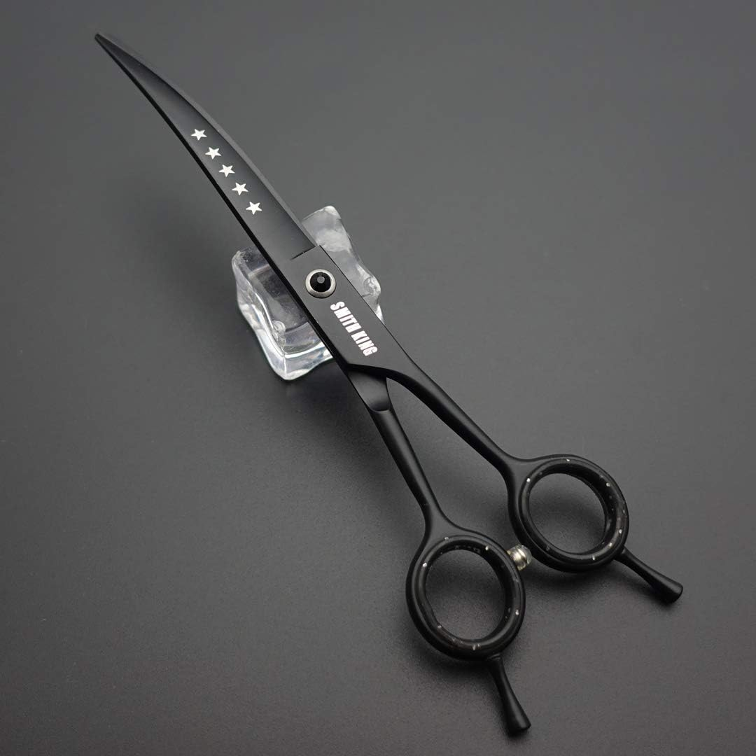 7.0 Inches Professional Dog Grooming Scissors Set Straight & Thinning & Curved & Chunkers & Comb 5Pcs in 1 Set for Left-Handed & Right Handed Black image number 5