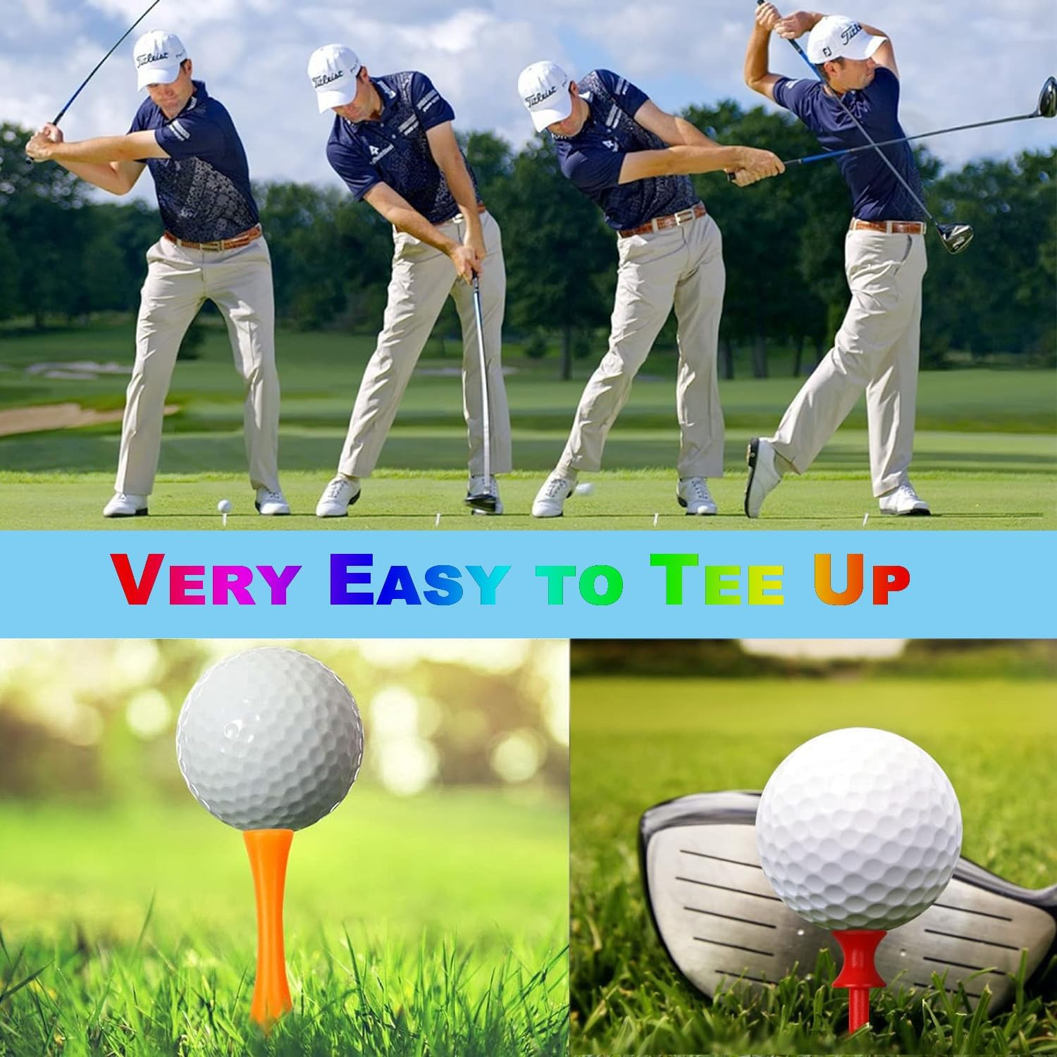 WADY 80Pcs Golf Tees, Golf Tee, 4 Colors Golf Step down Tees, Double Deck 4 Sizes Golf Step Tees Plastic Golf Tees Kit Golf Castle Tees for Indoor Outdoor Home Golf Training image number 5