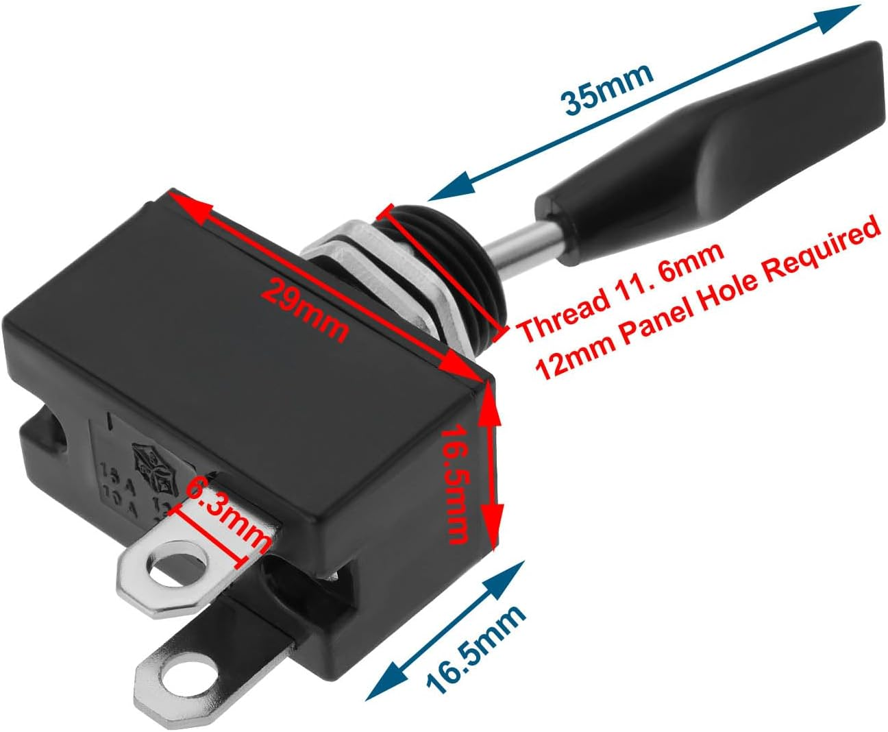 2Pcs 2-Pin On/Off Momentary Long Paddle Spring Momentary Toggle Washer Switch Lever Auto Switch for Car Electrical Parts Windscreen Washer Horn image number 5