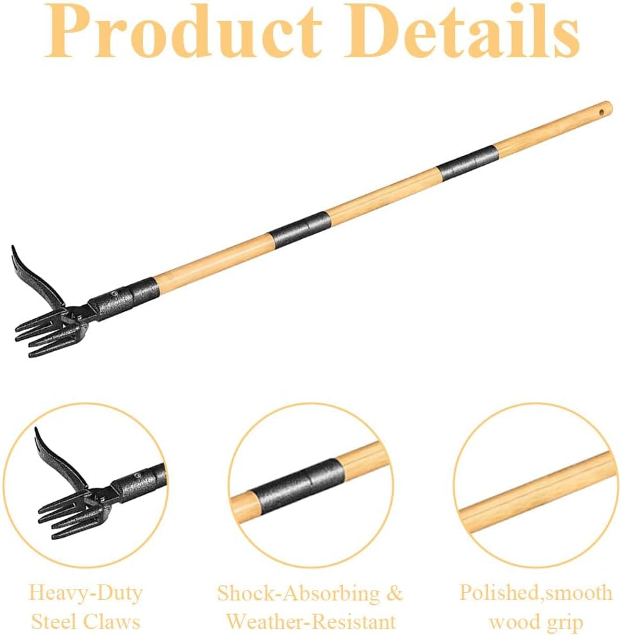 Weed Puller Tool,Stand up Weed Puller Tool,Weed Picker, Gardening Hand Weeding Tool,With Long Handle,For Garden Patio Backyard Lawn,Easy to Use,4 Claw Steel Head Weeder Tool image number 4