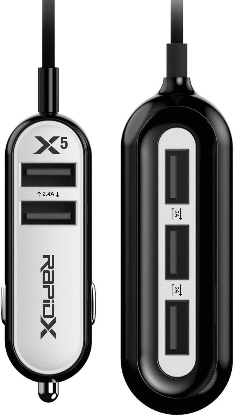 Rapidx RXX5USBW X5 5 USB Ports Car Charger 22.4A White image number 4