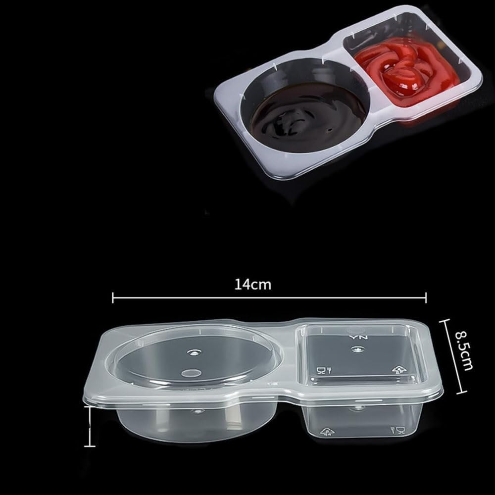 20 Set Reusable Snack Containers, 2-Compartment Dipping Containers with Lid for Refrigeration