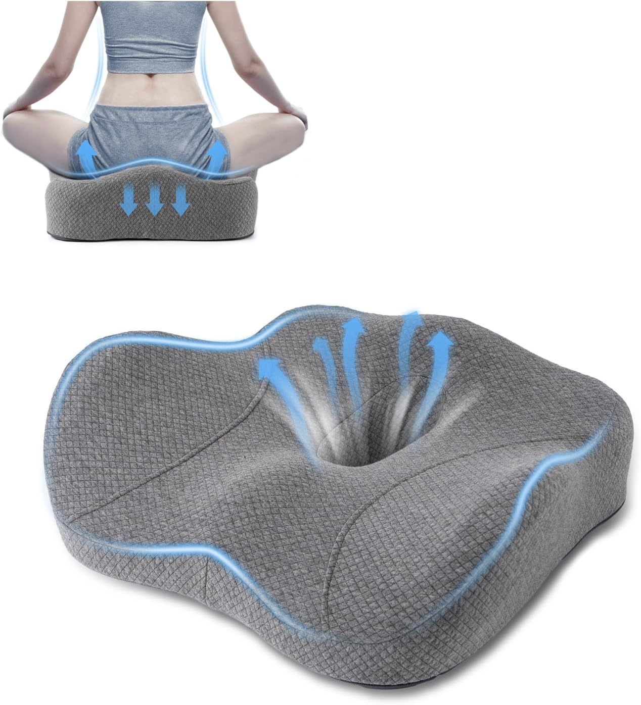 Soopii Seat Cushion for Office Desk Chair,Memory Foam,Sciatica and Tailbone Pain Relief Cushion,Coccyx Cushion for Car,Desk Chairs,Wheelchair,Large image number 3