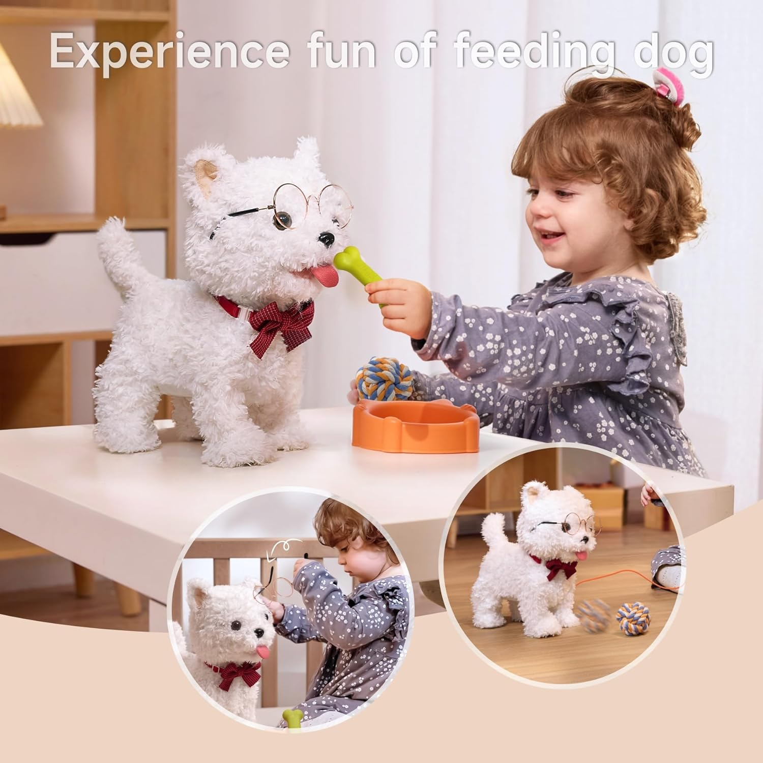 TUMAMA Baby Pet Dog Toys Remote Control & Voice Control Interactive Plush Puppy Toy Walking, Barking, Tongue Licking, Tail Wagging, Walking Dog Toy 3 4 5 6 7 Years Boys and Girls image number 1
