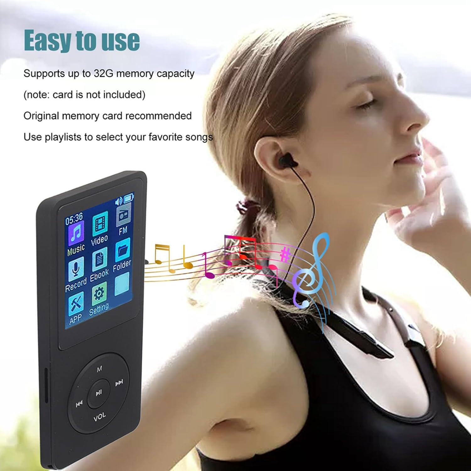 Mp3 Player MP4 Player, Ultra Thin 1.8 Inch LCD Portable Lossless Mp3 Music Player with HD Speaker, FM Radio, Voice Recorder and E Book, MP4 Player with Earphone for Kids Adults (Black) image number 2