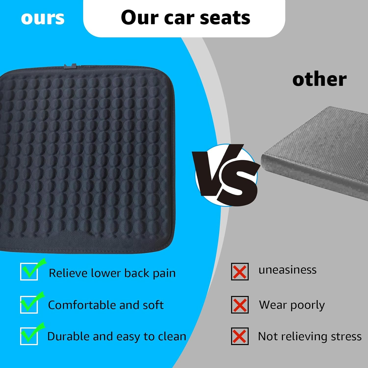 Car Seat Cushion, Pad Comfort Seat Protector for Car Driver Seat,Anti-Slip Bottom Seat Cushion for Auto(Black)