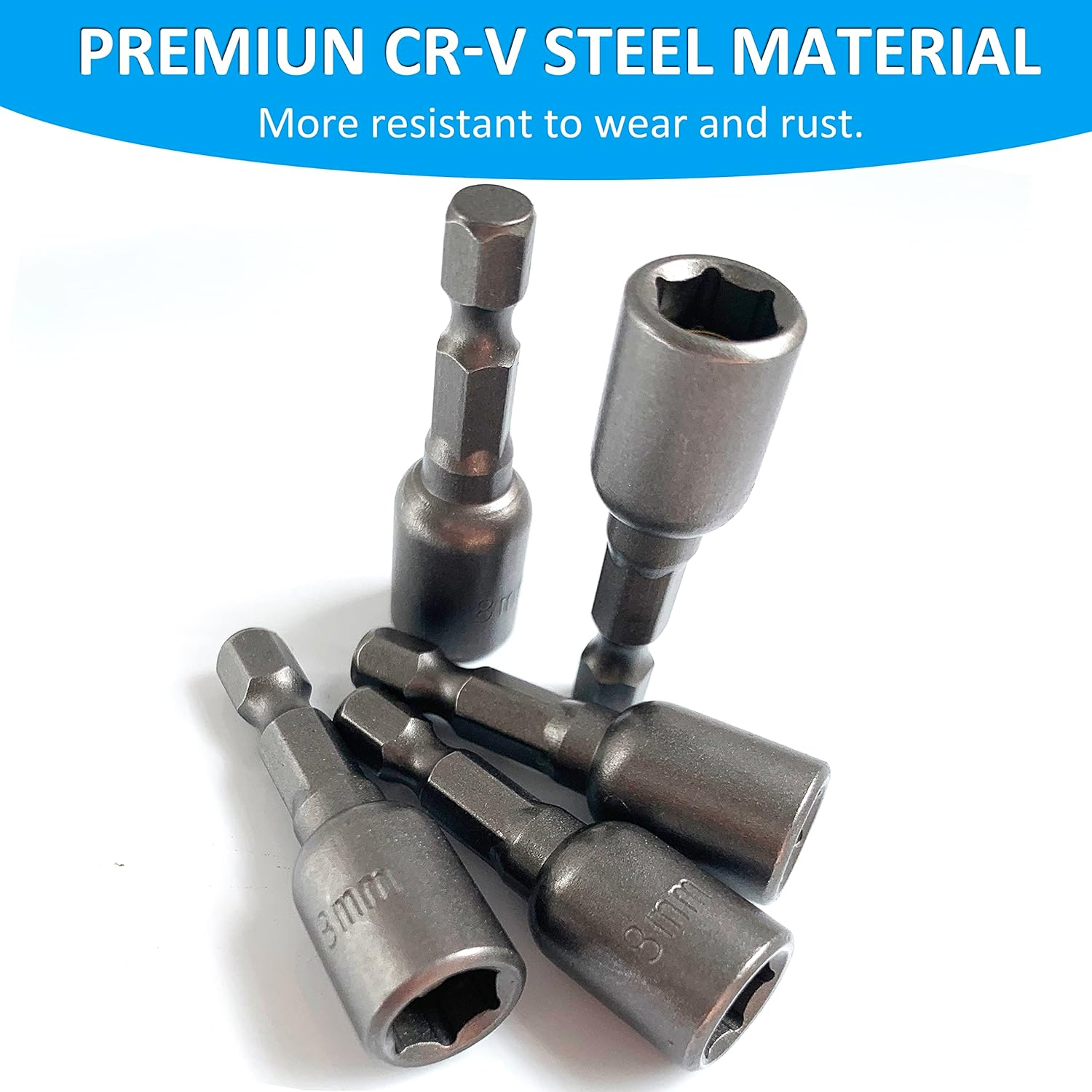 5/16'' Nut Driver Bit Sets 10PCS, 5/16 Inch Nut Driver Hex Shank Quick Change Socket Nut Impact Driver Adapter Alloy Steel image number 2