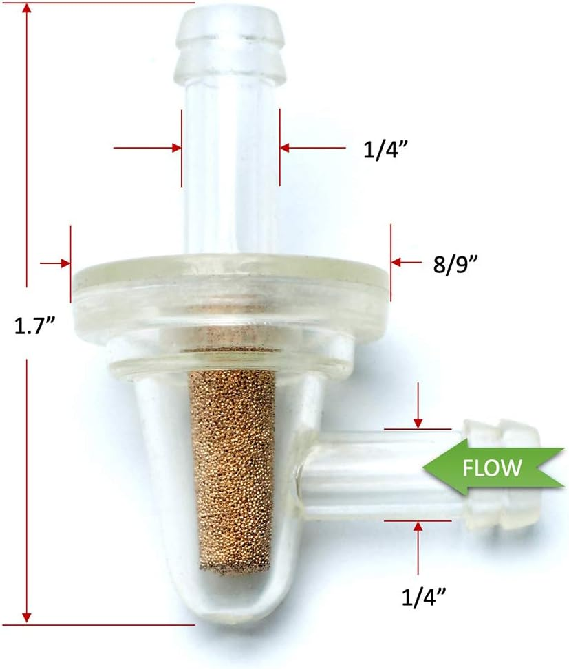 Inline Fuel Filter - Universal Small 90 Degree Fuel Filters (Pack of 2) for 1/4 Fuel Line Gas Engine Motorcycle Bike Scooter ATV Quads image number 1