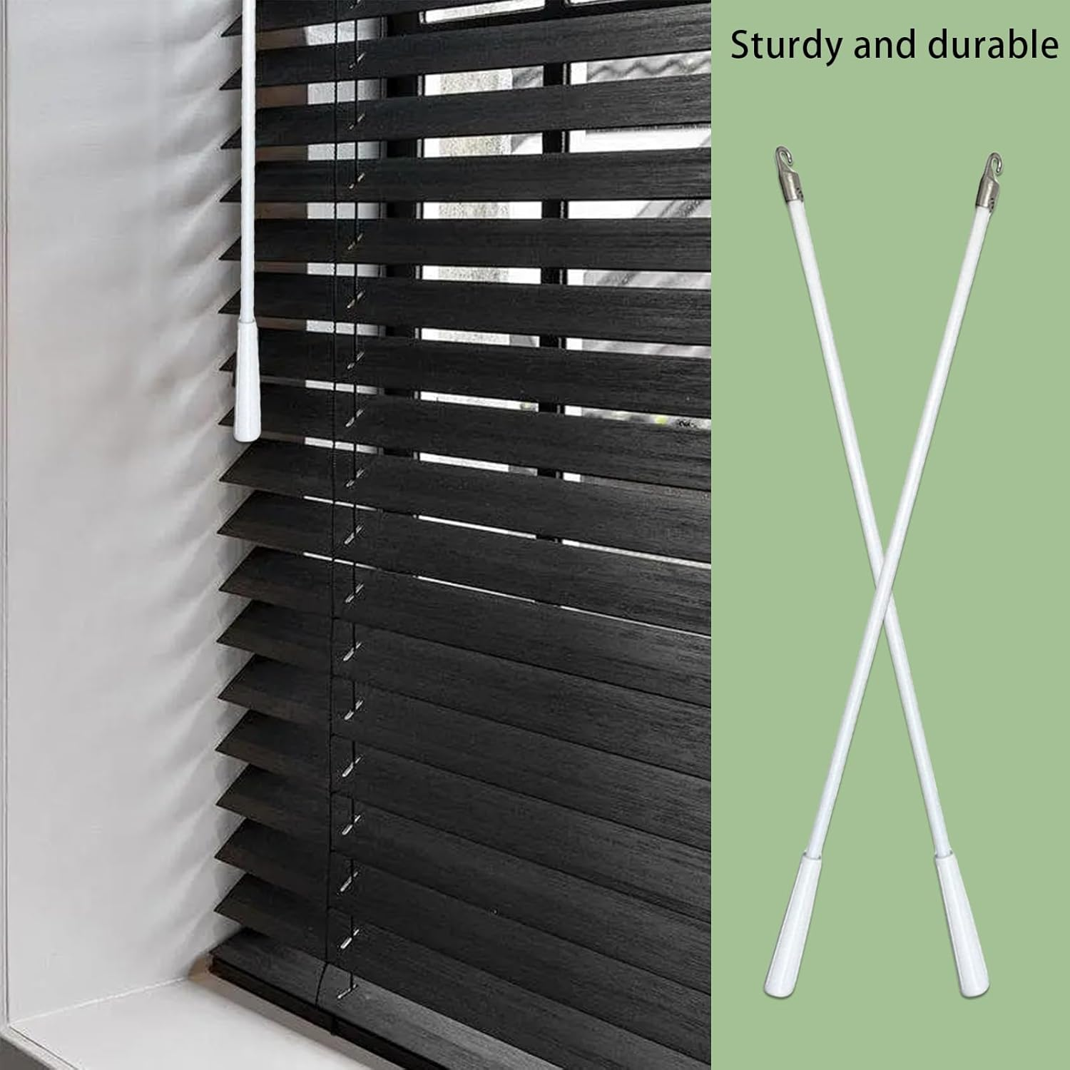 INCAUCA 4 Pack Blind Wand with Metal Hook, 12 Inch White Fiberglass Window Blind Tilt Wand, Vertical Blind Wand Control Replacement, Blind Rod Replacement, Blind Opener Stick image number 5