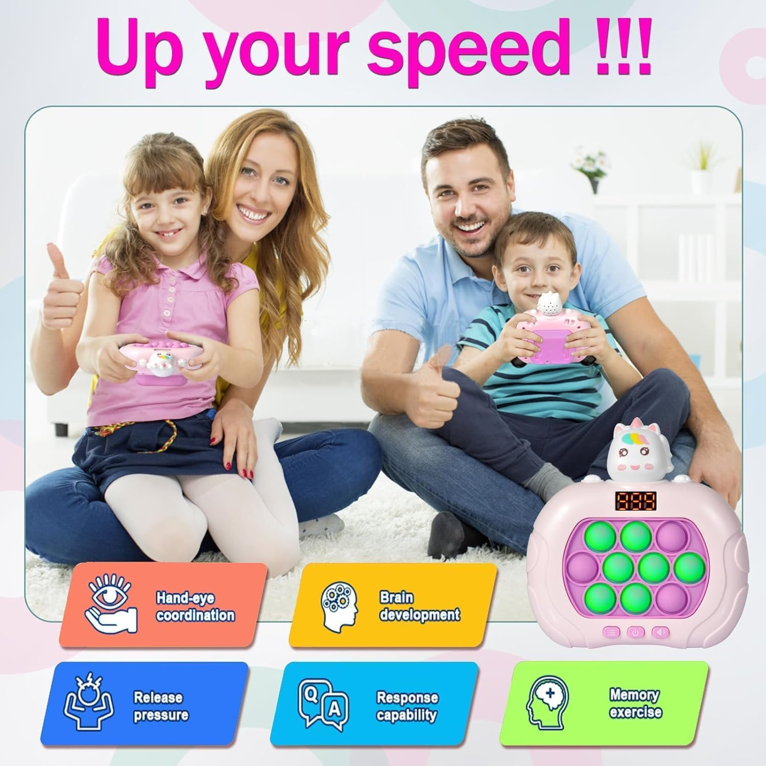 Handheld Game for Kids 6-8, Pop Game It Fidget Toys for 8-12, Quick Push Game, Bubble Stress Pop Light up Toys for Autistic Children Adults, Xmas Birthday, Teens, Adults image number 3