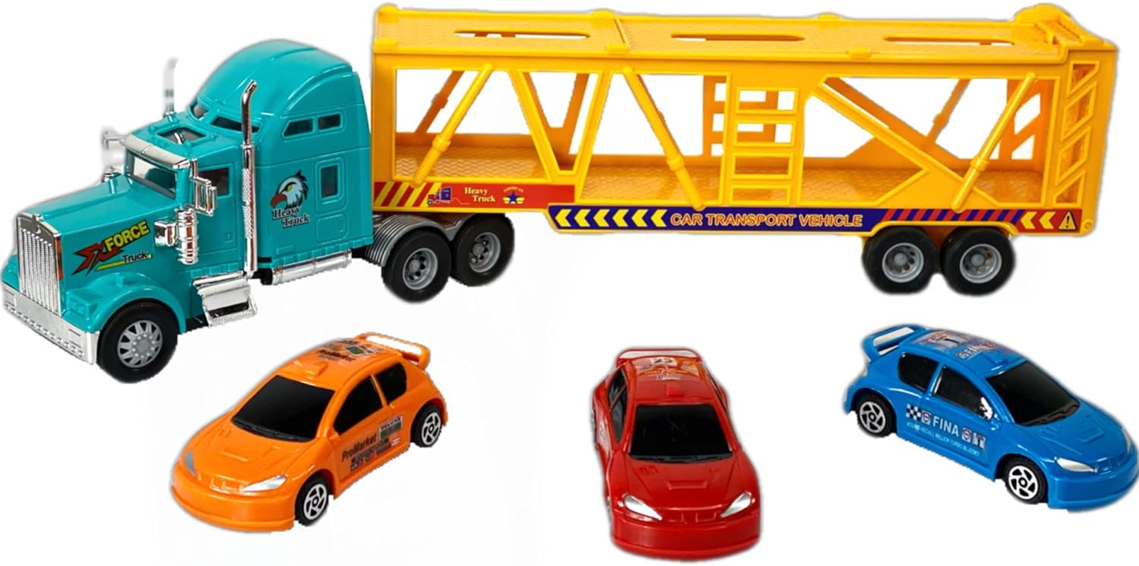 Big Daddy Big Rig Heavy Duty Tractor Trailer Transport Car Transport Toy Truck with 3 Cars image number 6